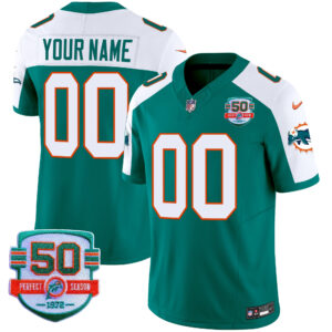 Dolphins Throwback Vapor Custom Jersey V2 - All Stitched