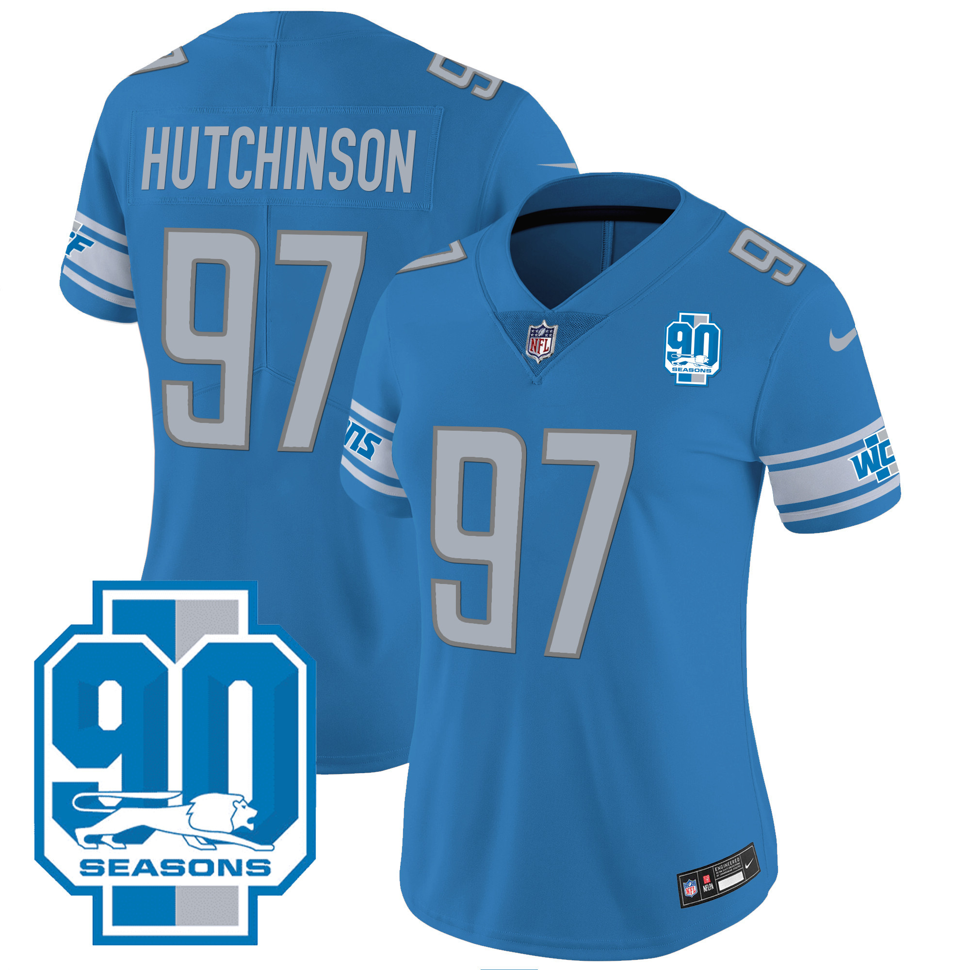 Women's Detroit Lions 90th Year Patch Jersey - All Stitched - Image 13