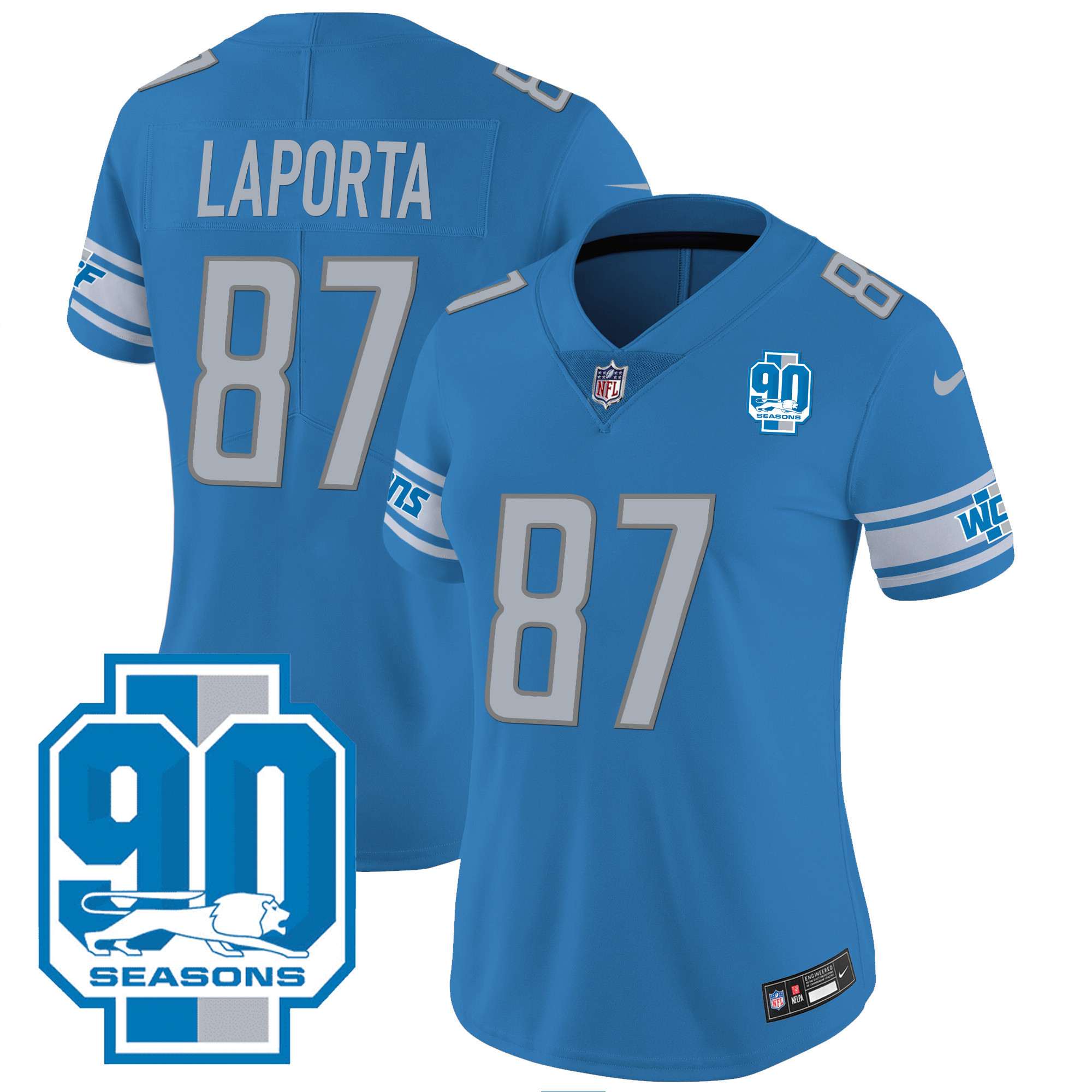 Women's Detroit Lions 90th Year Patch Jersey - All Stitched - Image 18