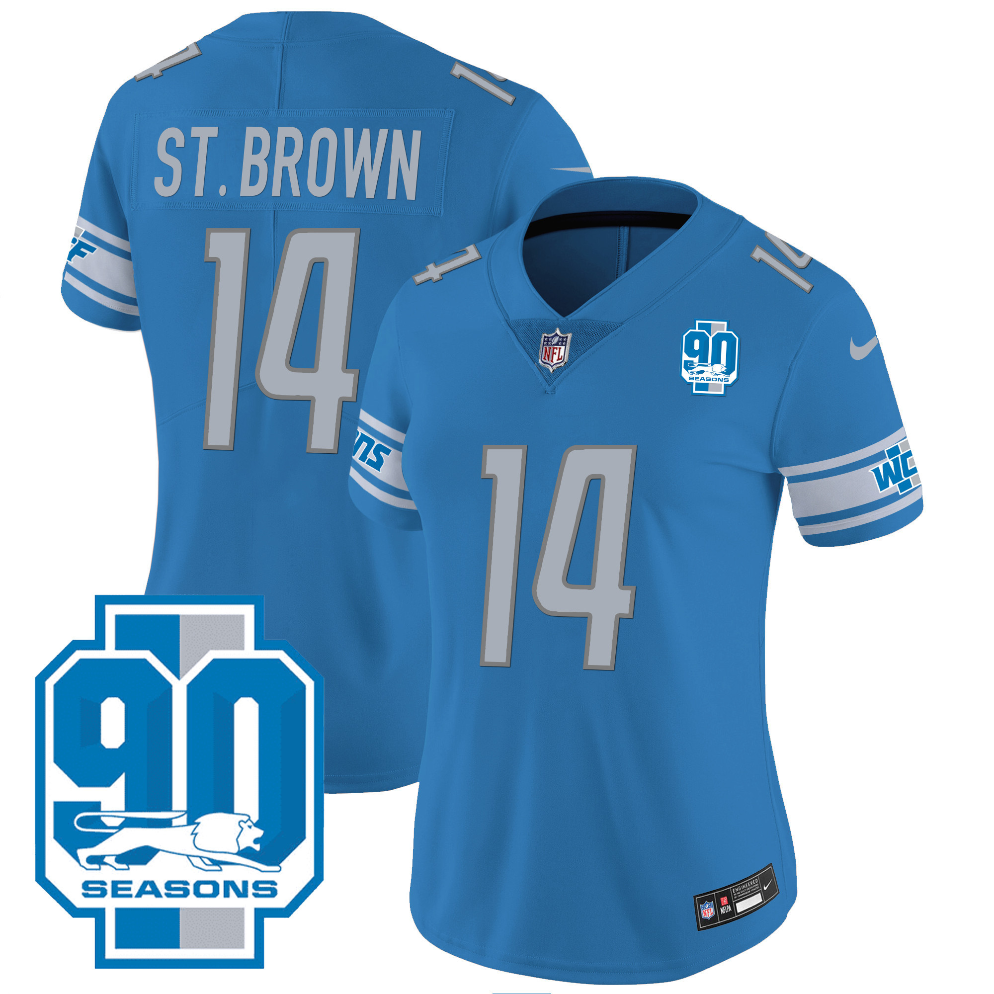 Women's Detroit Lions 90th Year Patch Jersey - All Stitched - Image 15