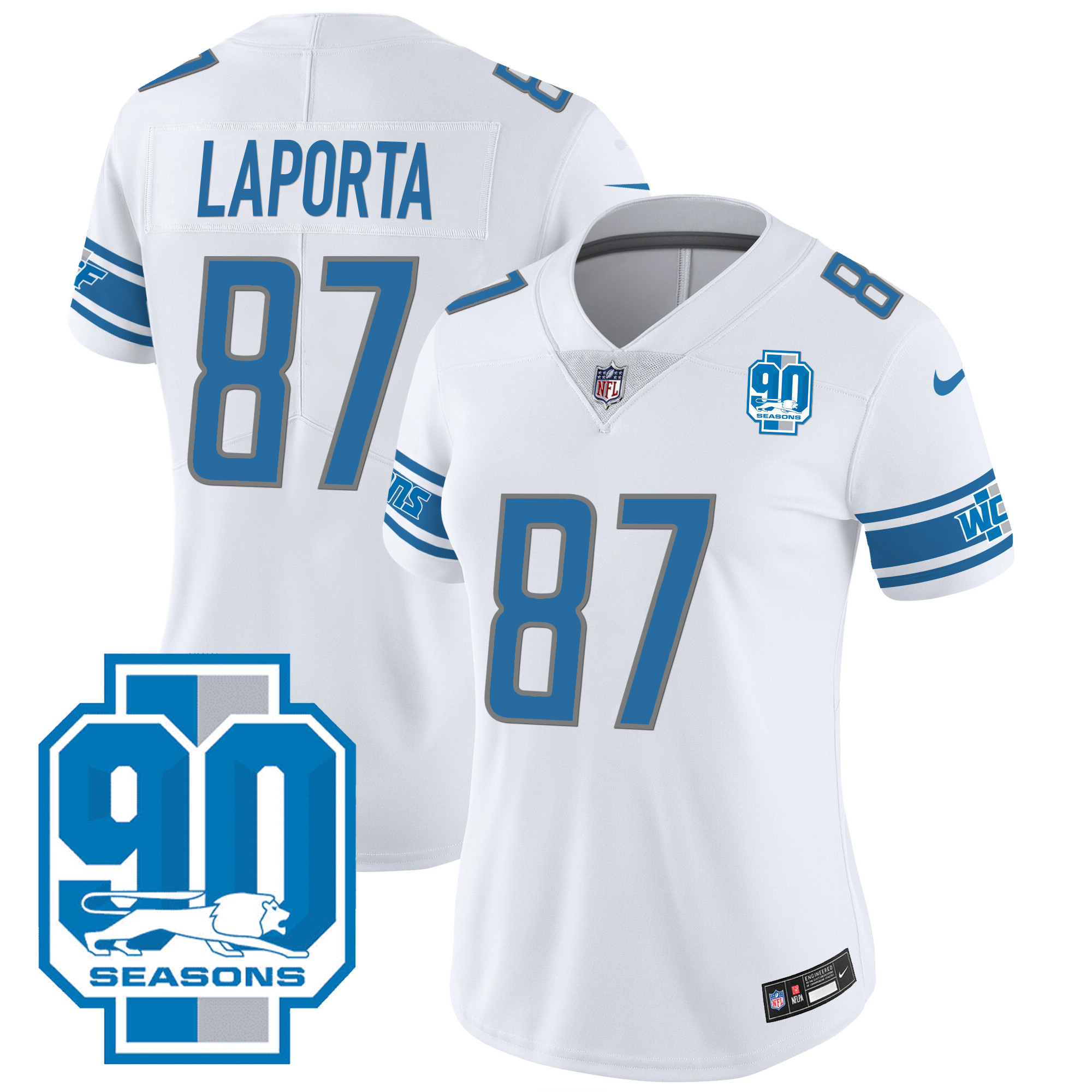 Women's Detroit Lions 90th Year Patch Jersey - All Stitched - Image 24