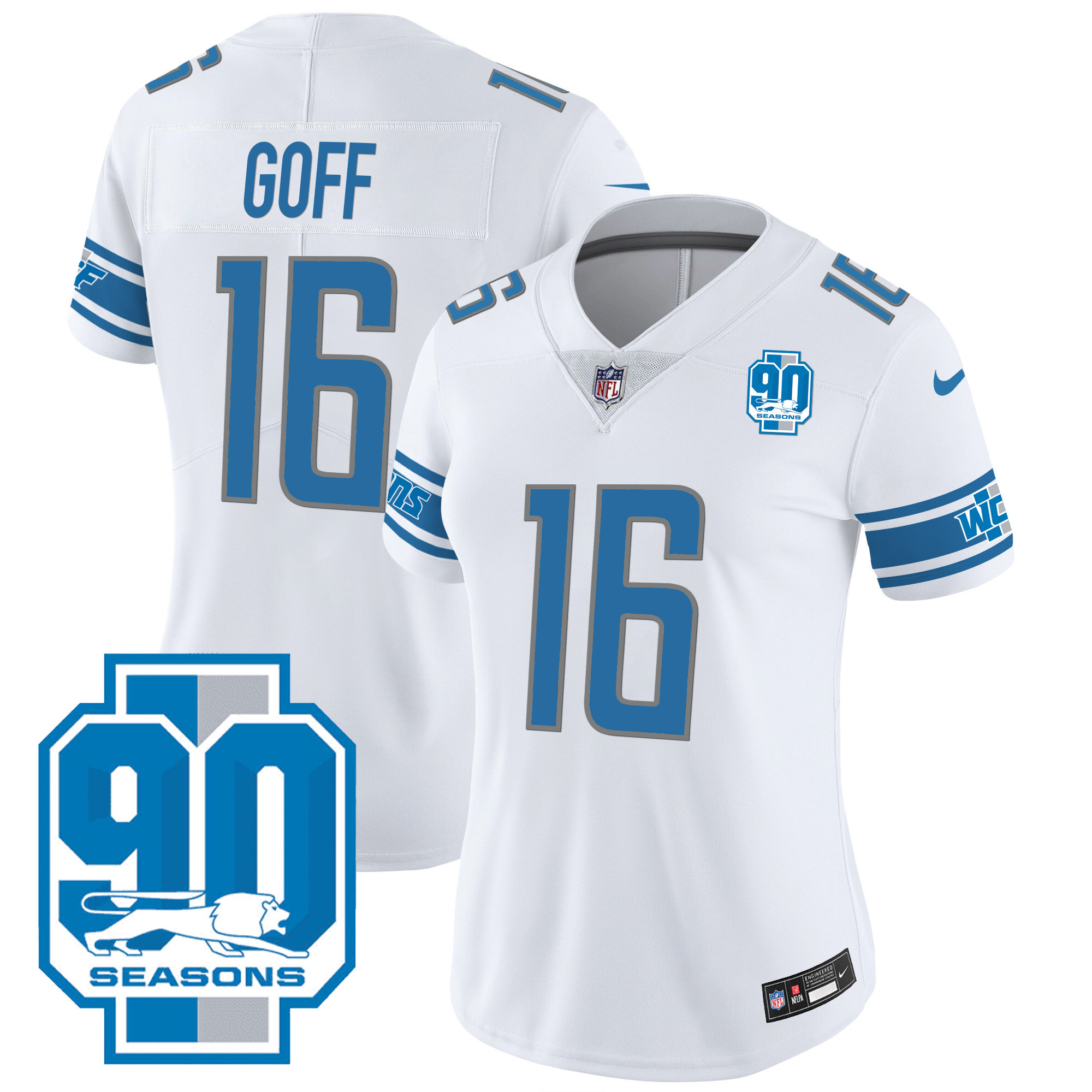 Women's Detroit Lions 90th Year Patch Jersey - All Stitched - Image 20