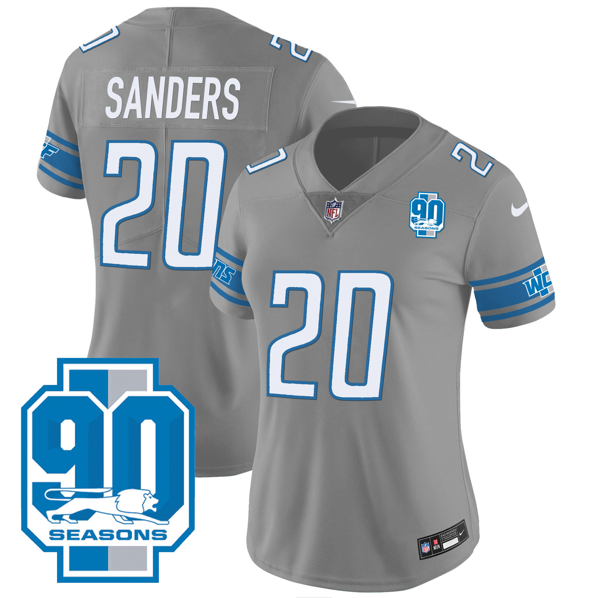 Women's Detroit Lions 90th Year Patch Jersey - All Stitched - Image 29