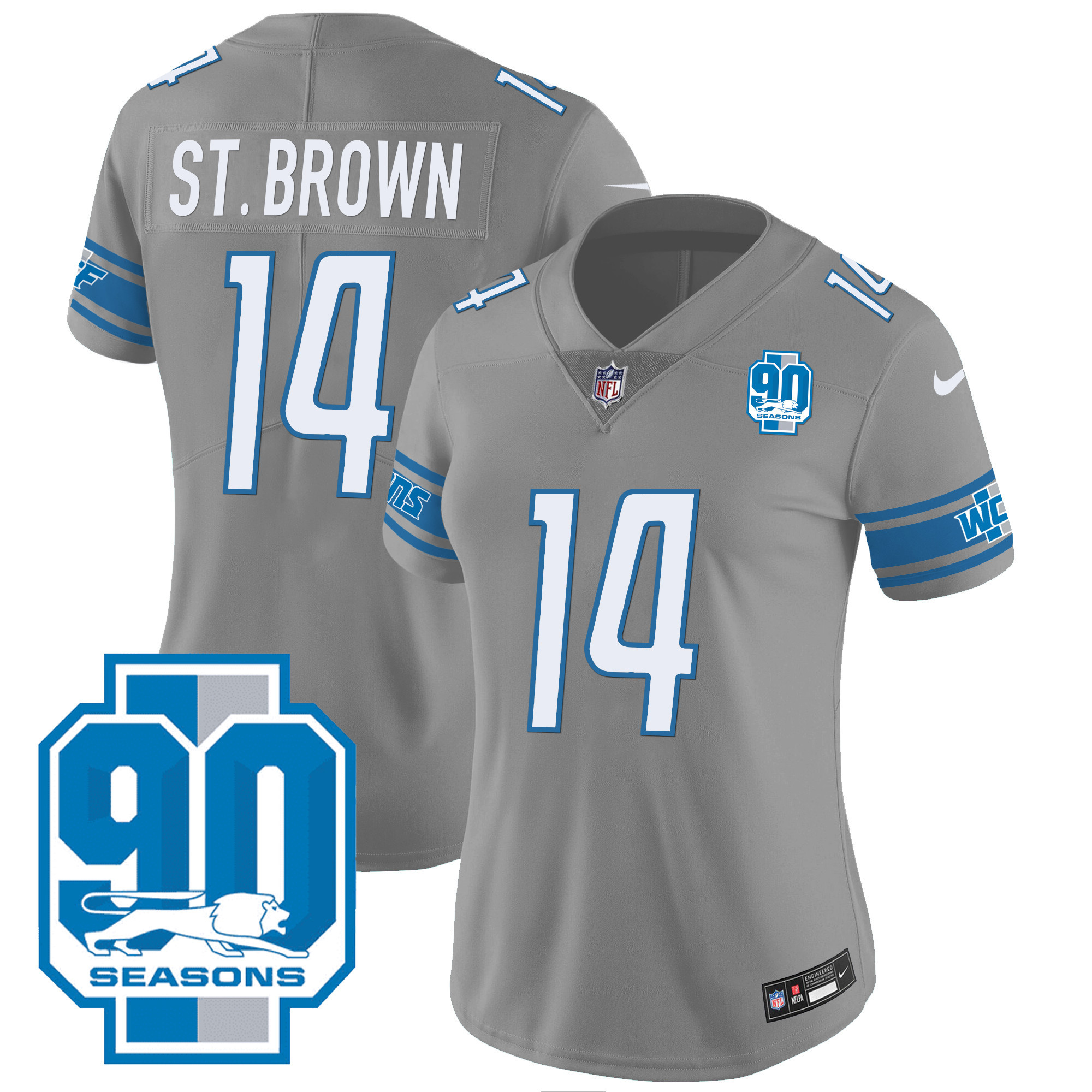 Women's Detroit Lions 90th Year Patch Jersey - All Stitched - Image 27