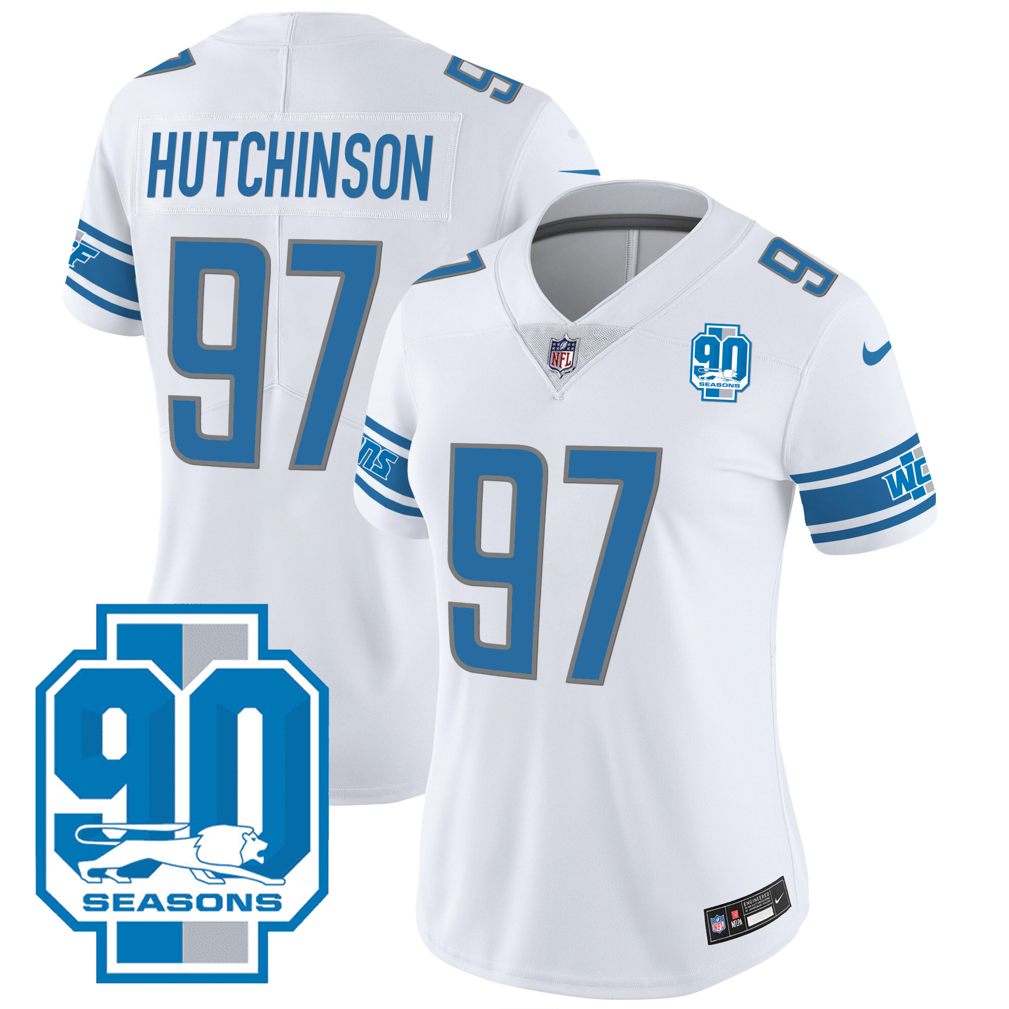 Women's Detroit Lions 90th Year Patch Jersey - All Stitched - Image 19