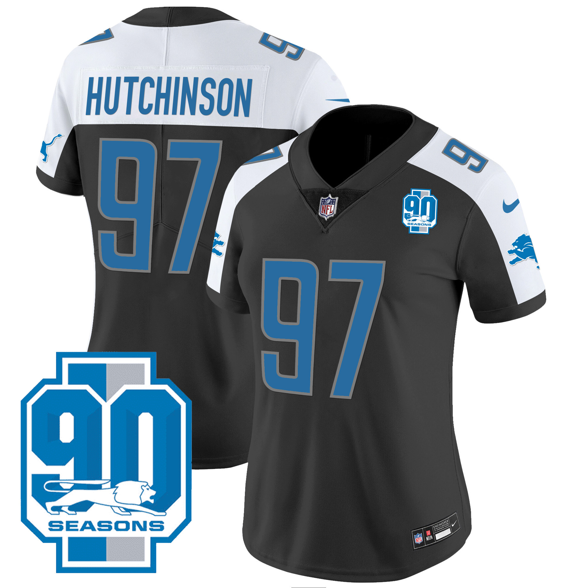 Women's Detroit Lions 90th Year Patch Jersey - All Stitched