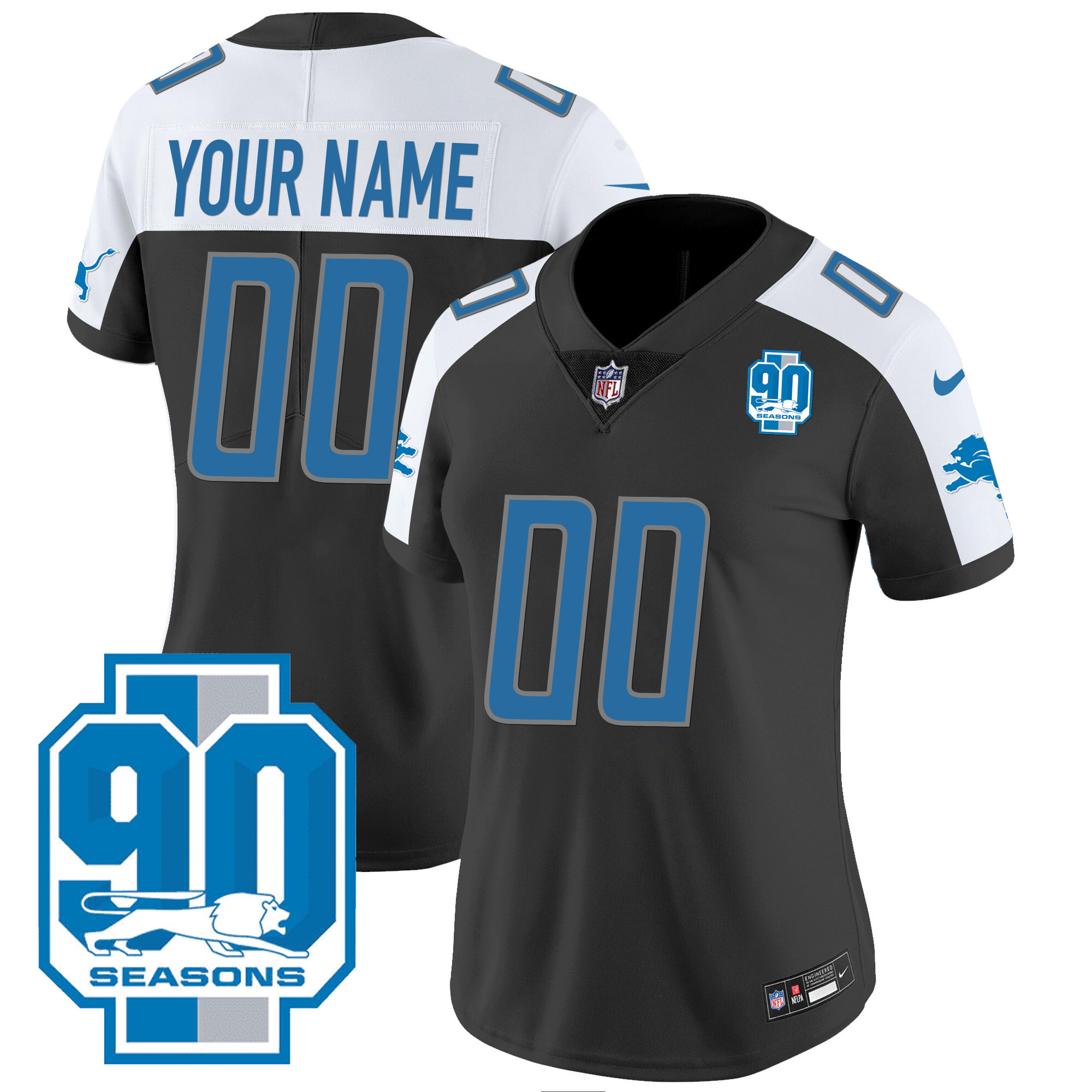 Detroit Lions 90th Year Patch Custom Jersey - All Stitched - Image 6