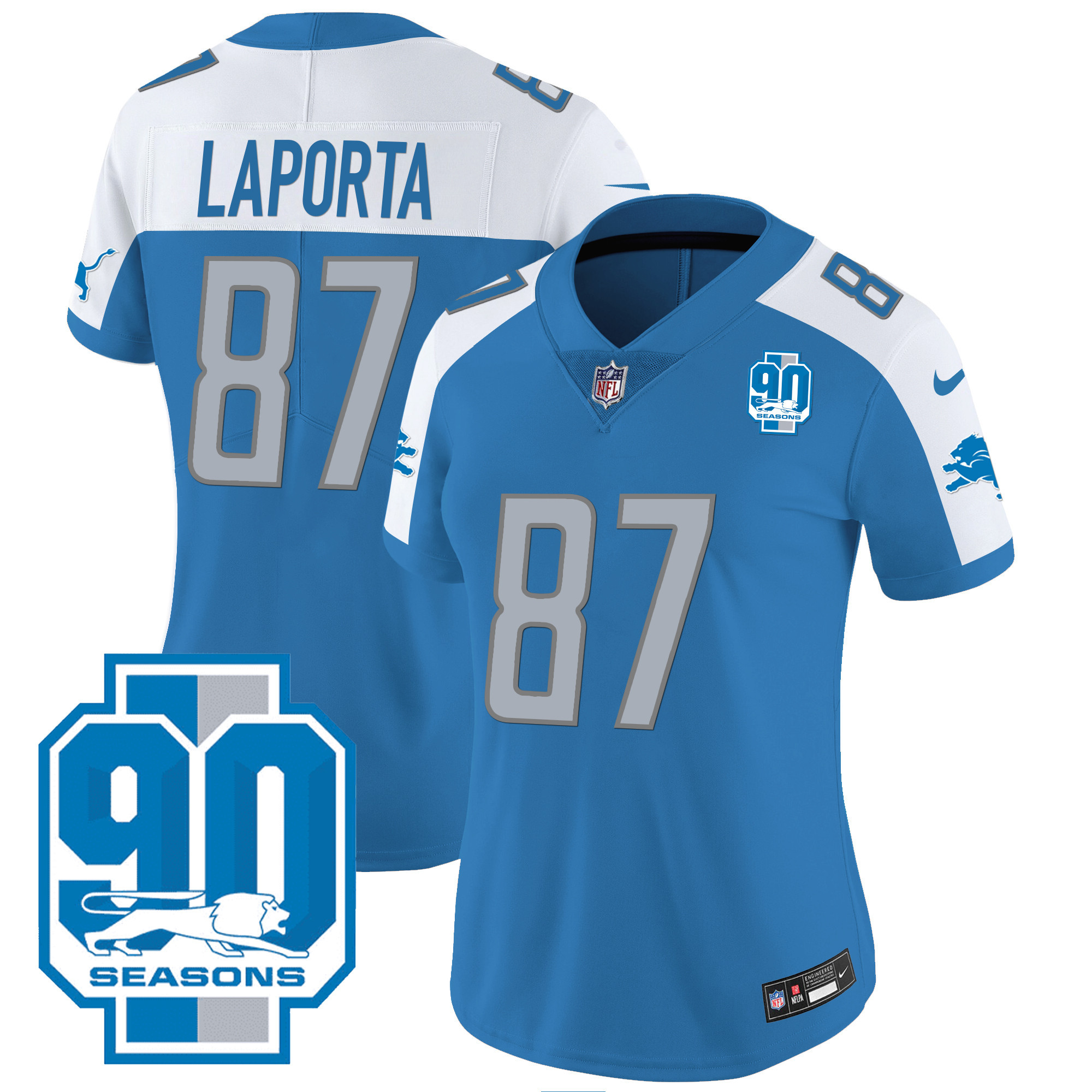 Women's Detroit Lions 90th Year Patch Jersey - All Stitched - Image 12
