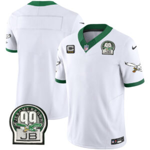 Philadelphia Eagles Jerome Brown Patch White Blank Jersey - All Stitched