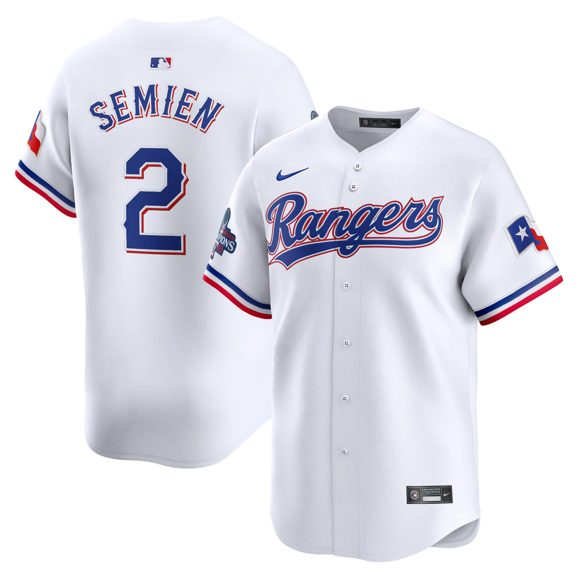 Texas Rangers Home 2023 World Series Champions Limited Jersey - White - All Stitched - Image 2