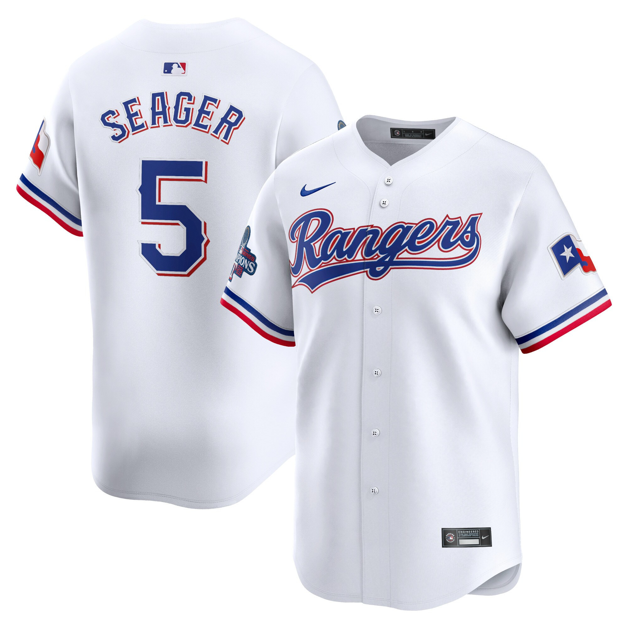 Texas Rangers Home 2023 World Series Champions Limited Jersey - White - All Stitched