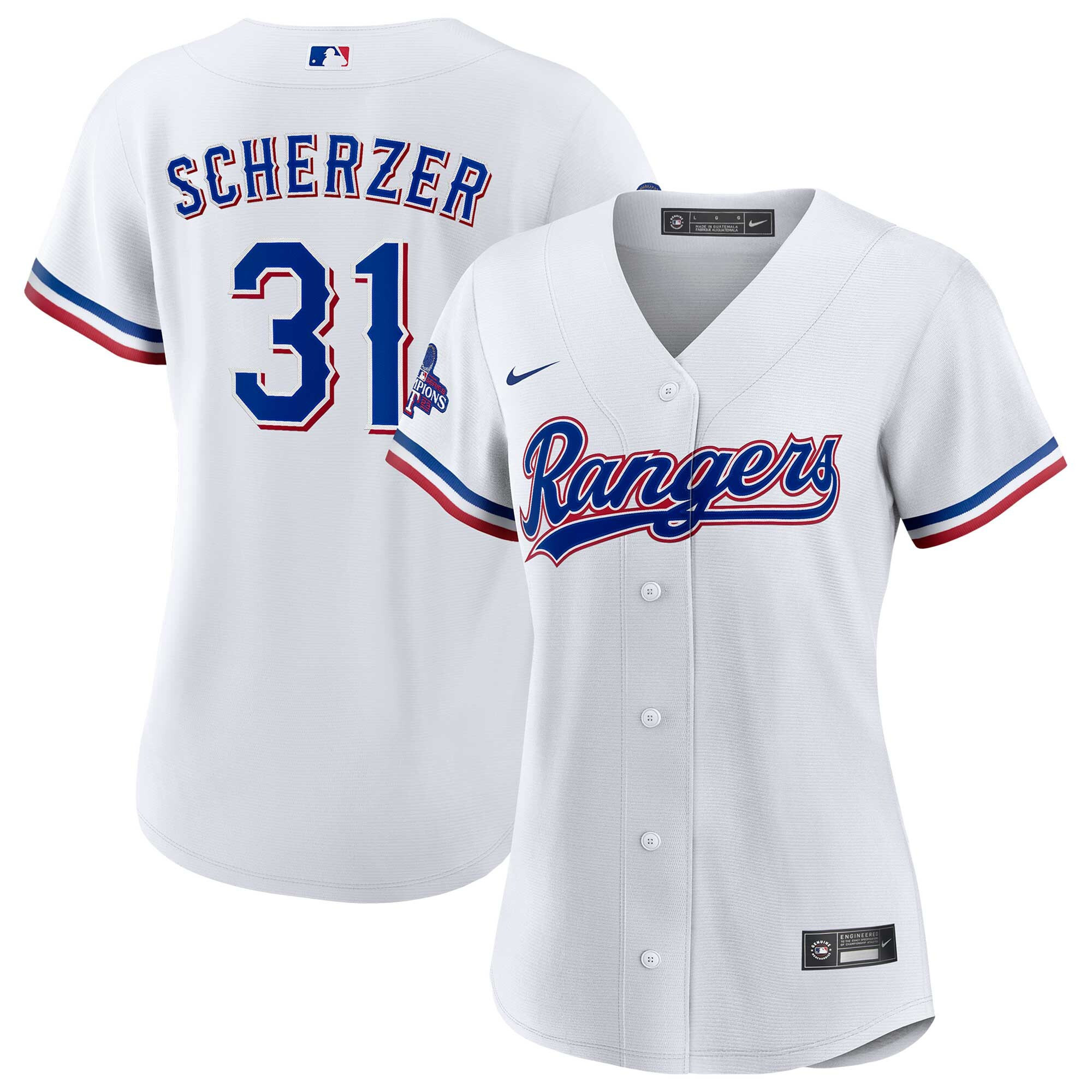 Texas Rangers Home 2023 World Series Champions Limited Jersey - White - All Stitched - Image 13