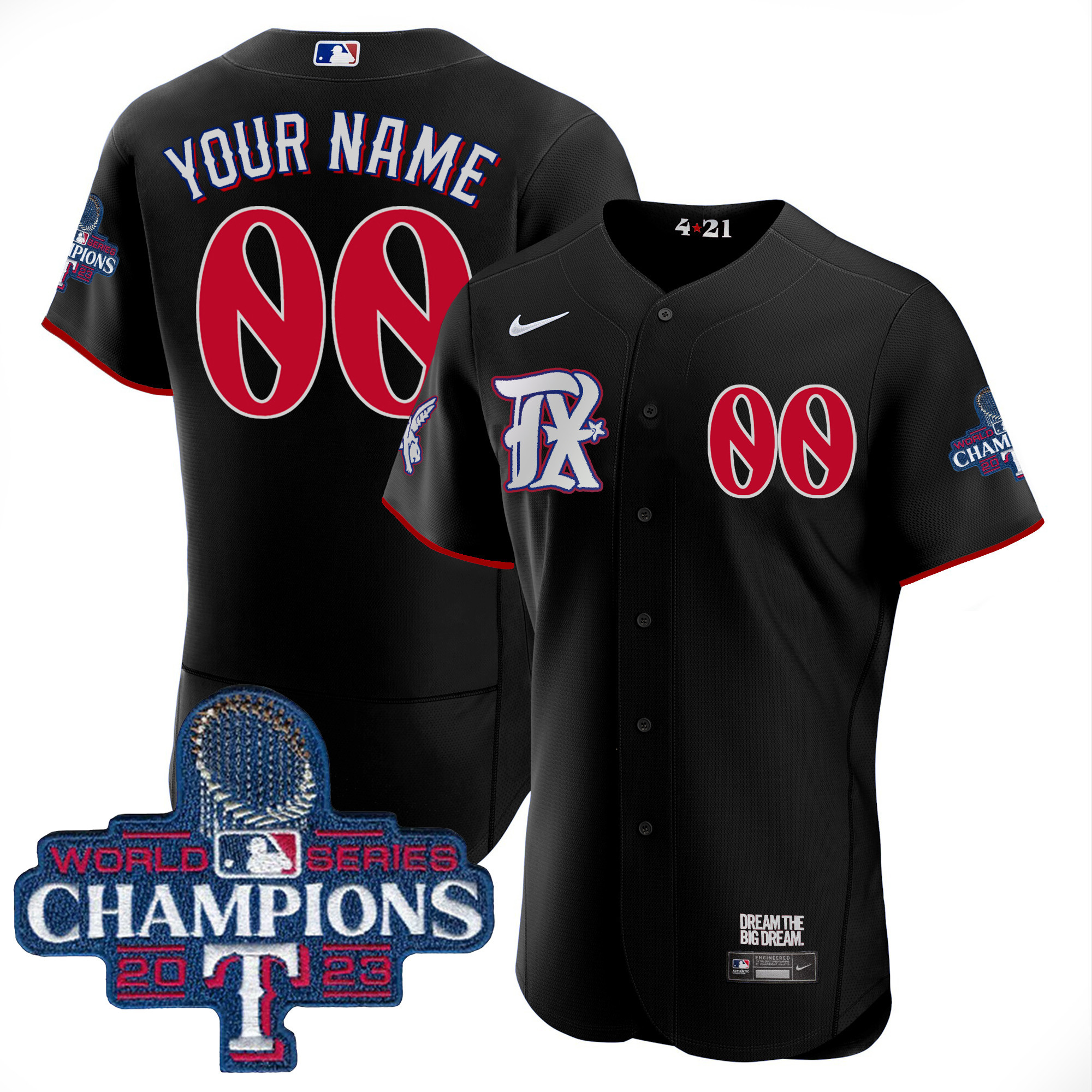 Texas Rangers 2023 World Series Champions City Connect Flex Base Custom Jersey - All Stitched - Image 5