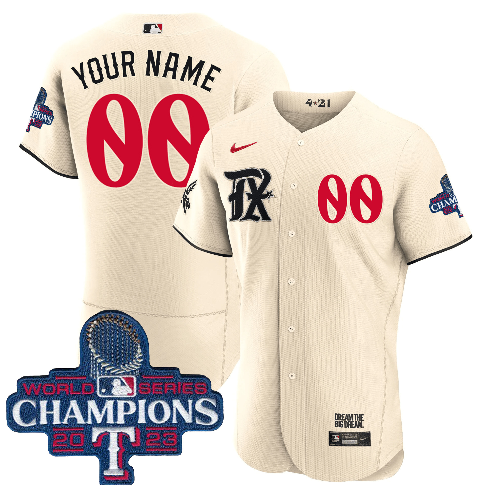 Texas Rangers 2023 World Series Champions City Connect Flex Base Custom Jersey - All Stitched