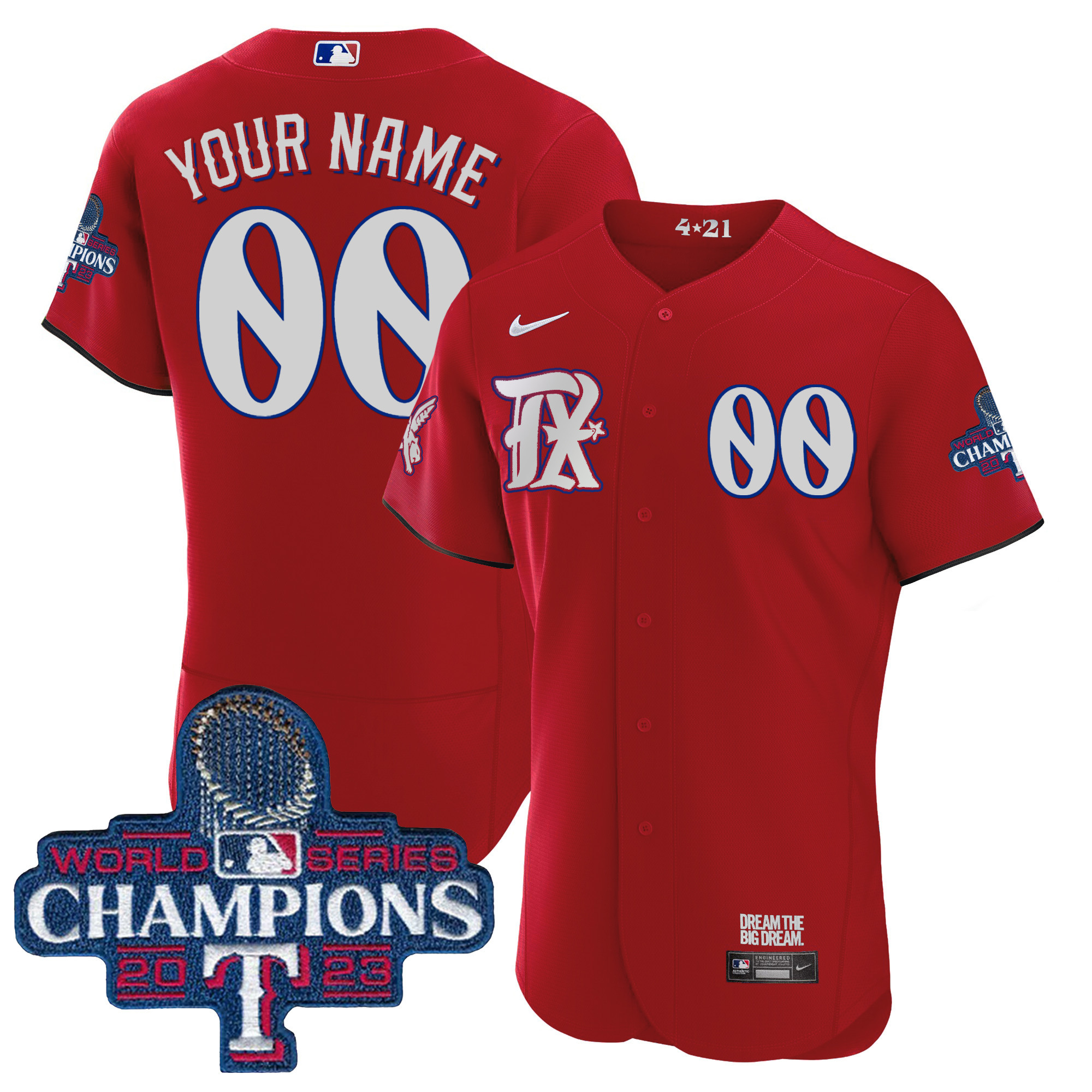 Texas Rangers 2023 World Series Champions City Connect Flex Base Custom Jersey - All Stitched - Image 3