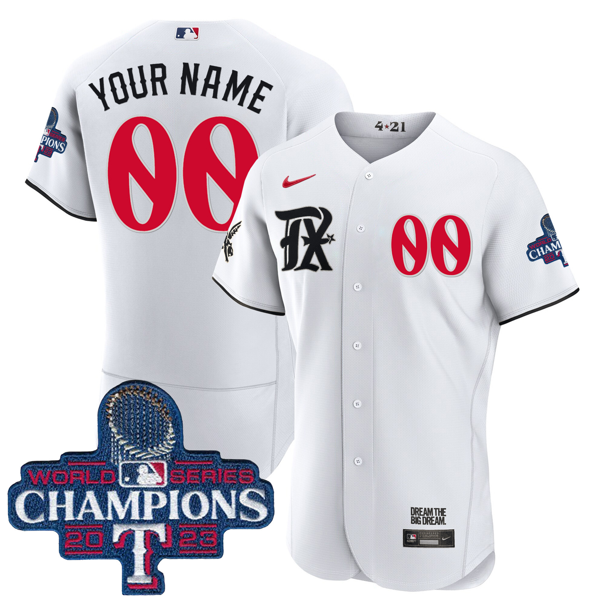 Texas Rangers 2023 World Series Champions City Connect Flex Base Custom Jersey - All Stitched - Image 4