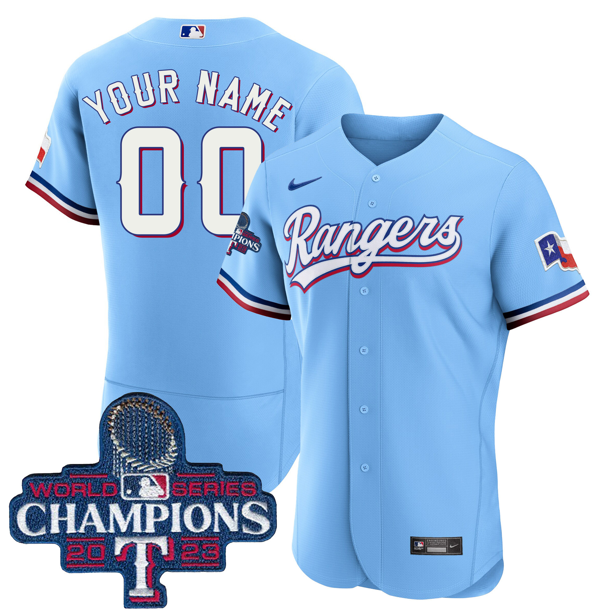 Texas Rangers 2023 World Series Champions Flex Base Custom Jersey V3 - All Stitched - Image 5