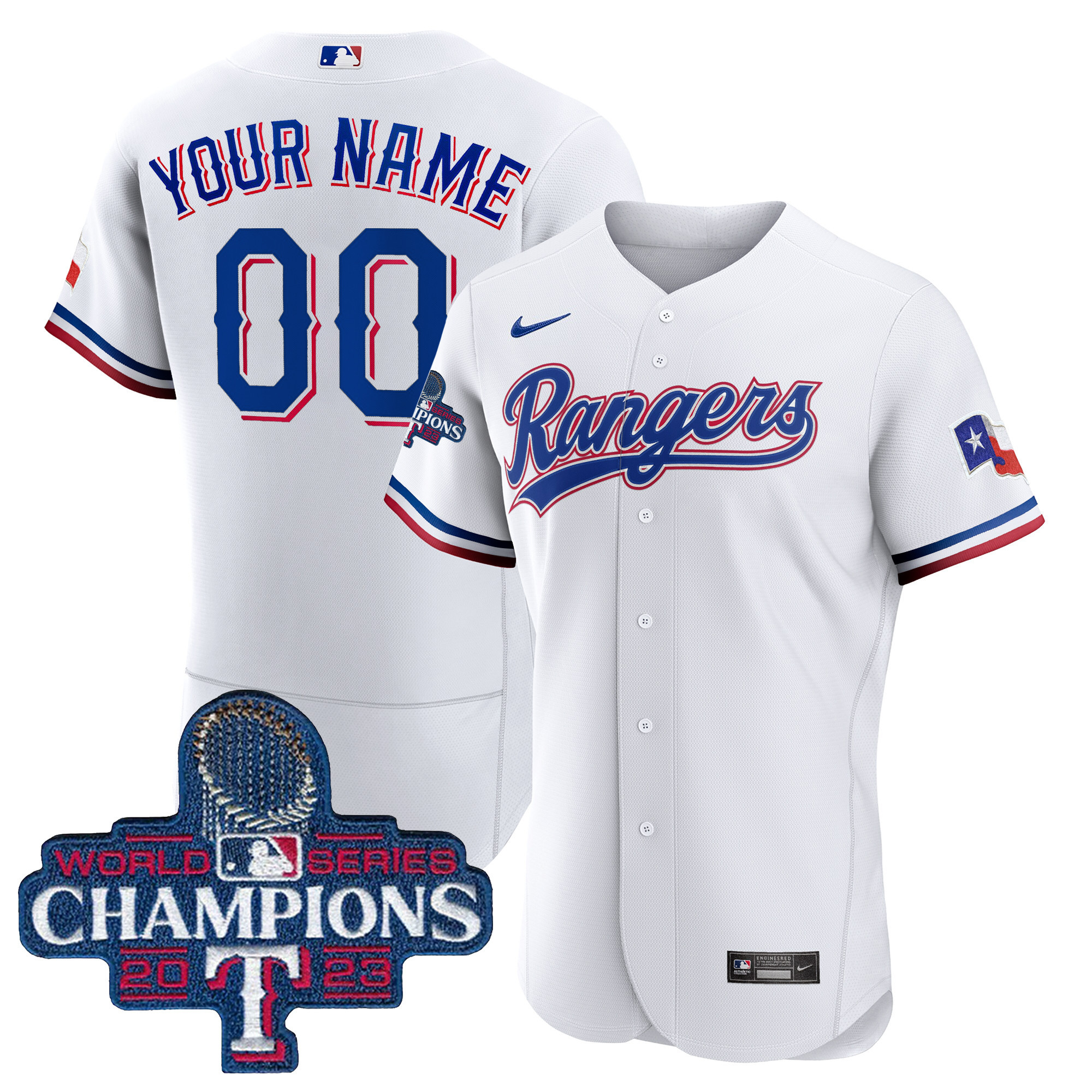 Texas Rangers 2023 World Series Champions Flex Base Custom Jersey V3 - All Stitched - Image 3