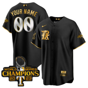 Texas Rangers 2023 World Series Champions City Connect Cool Gold Custom Jersey - All Stitched