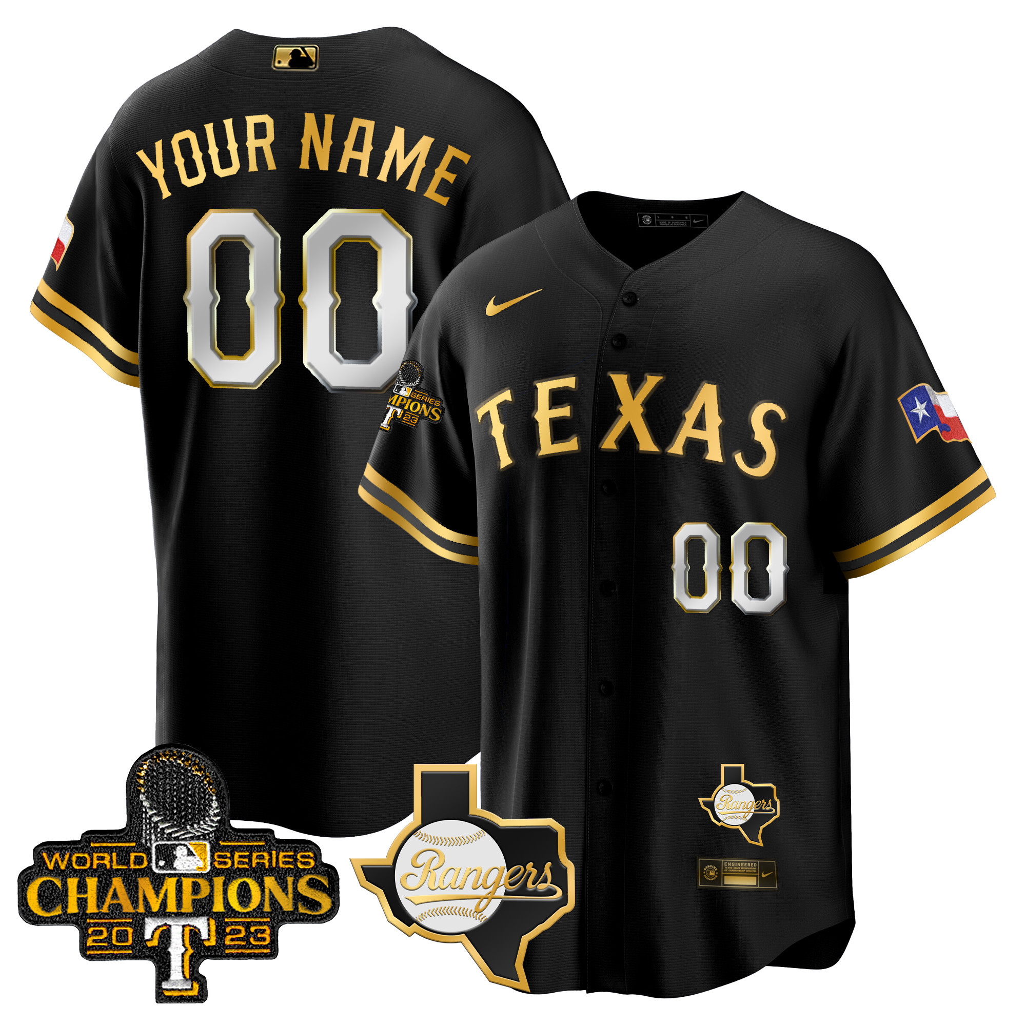 Texas Rangers 2023 World Series Champions Cool Base Custom Jersey V2 - All Stitched