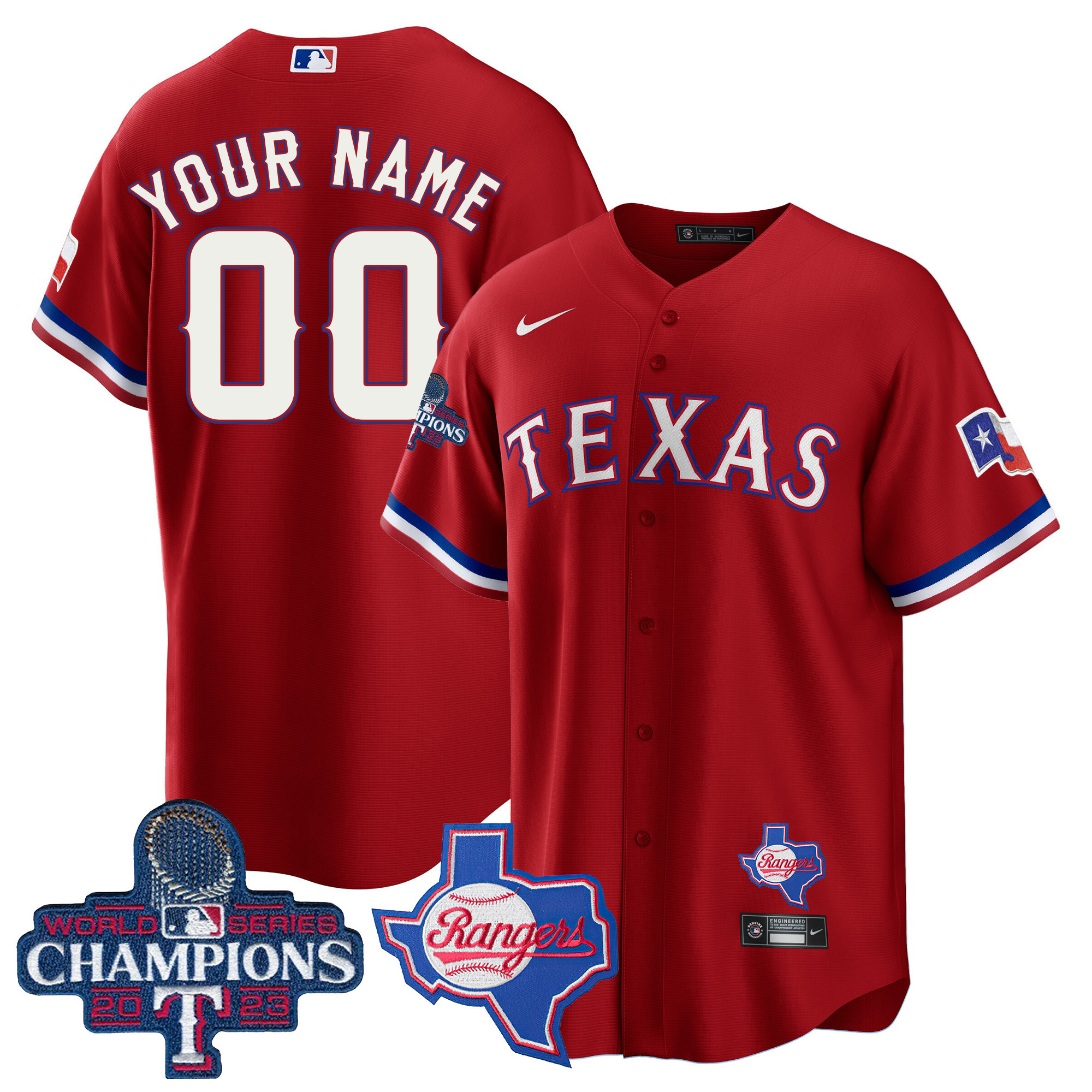 Texas Rangers 2023 World Series Champions Cool Base Custom Jersey V2 - All Stitched - Image 4