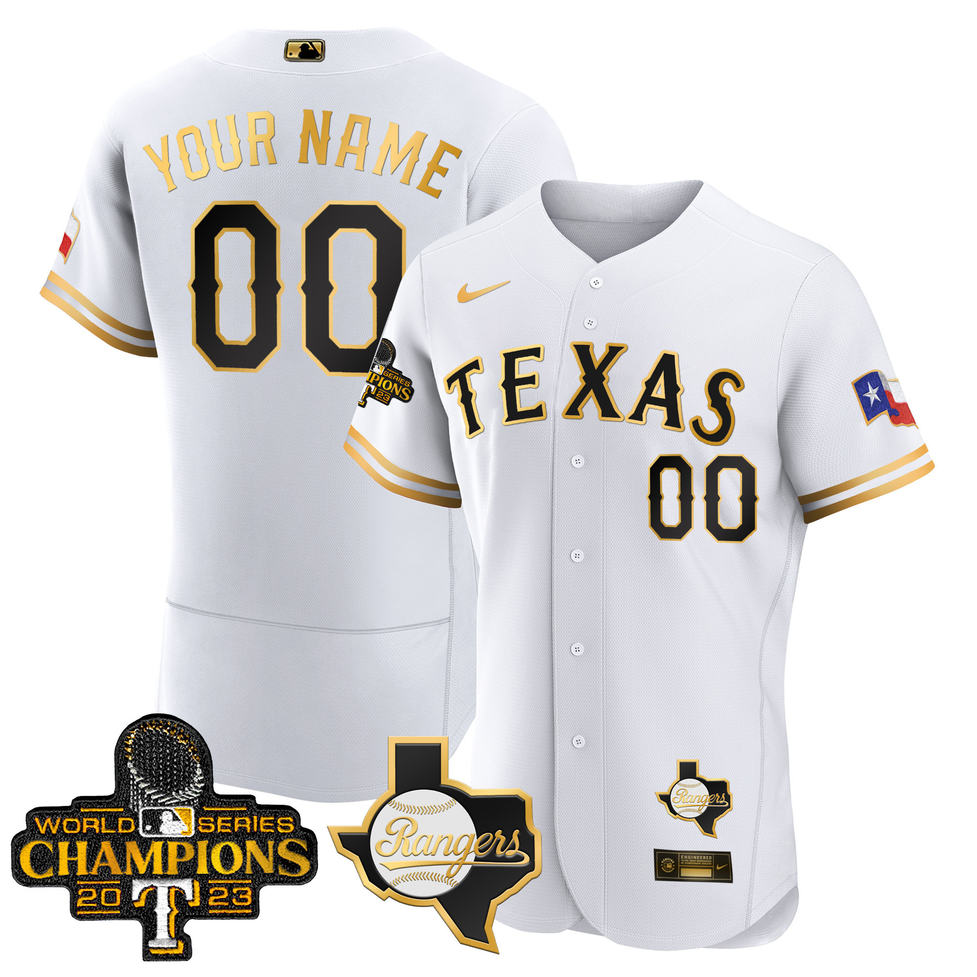 Texas Rangers 2023 World Series Champions Flex Base Custom Jersey V2 - All Stitched - Image 2