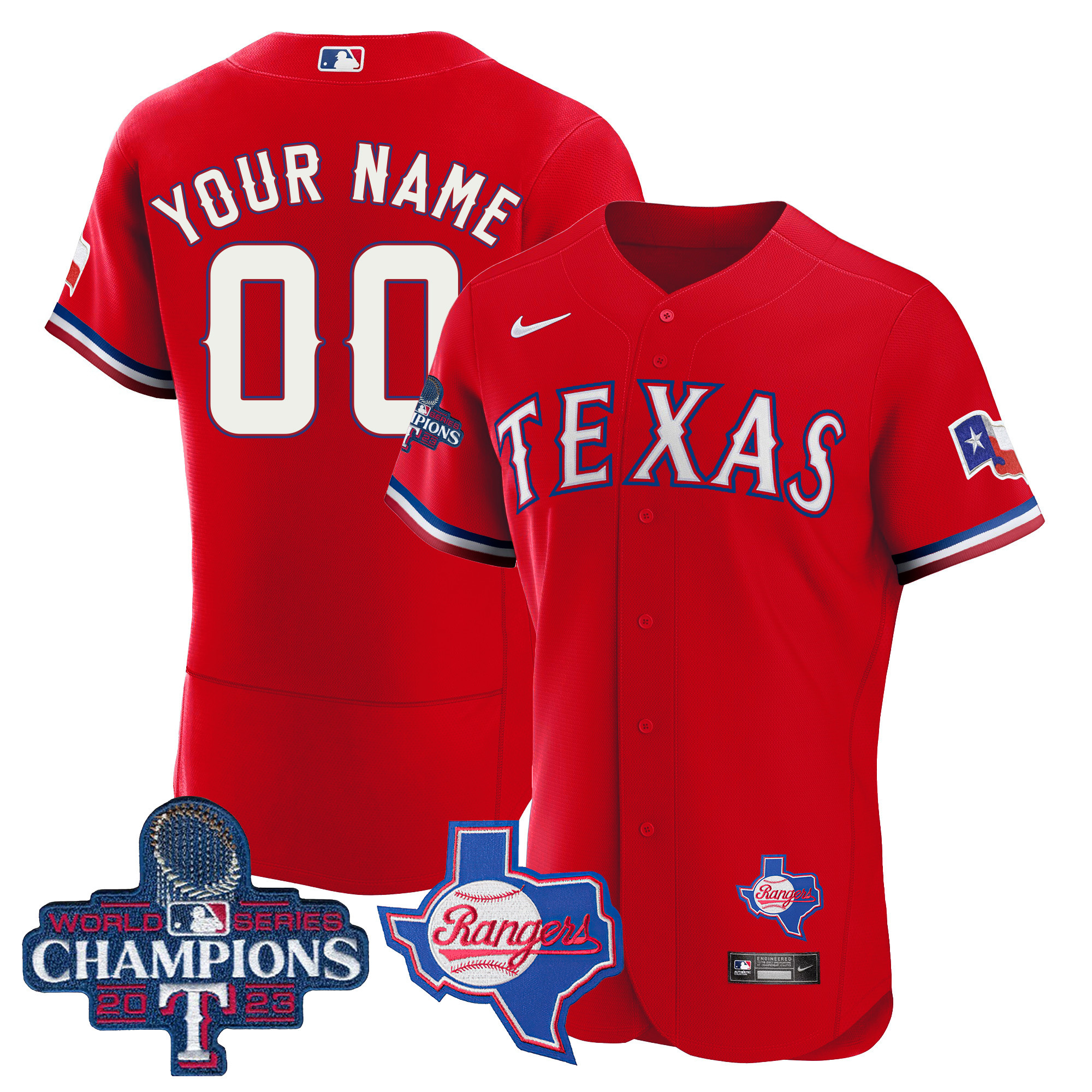 Texas Rangers 2023 World Series Champions Flex Base Custom Jersey V2 - All Stitched - Image 4