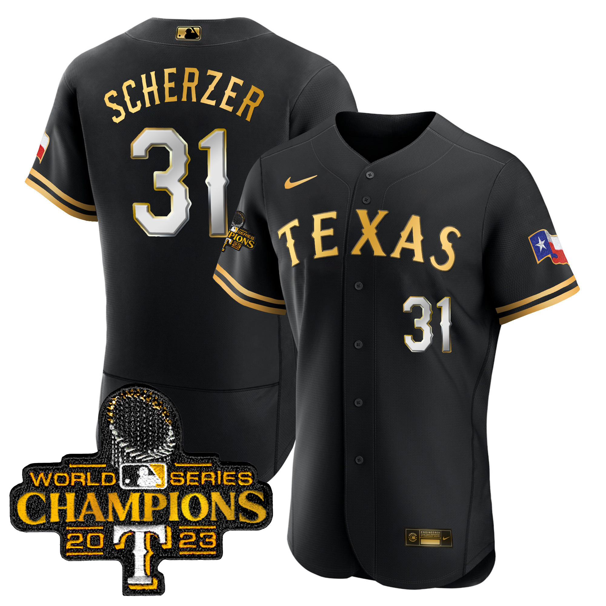 Men's Texas Rangers 2023 World Series Champions Flex Base Jersey - All Stitched - Image 8