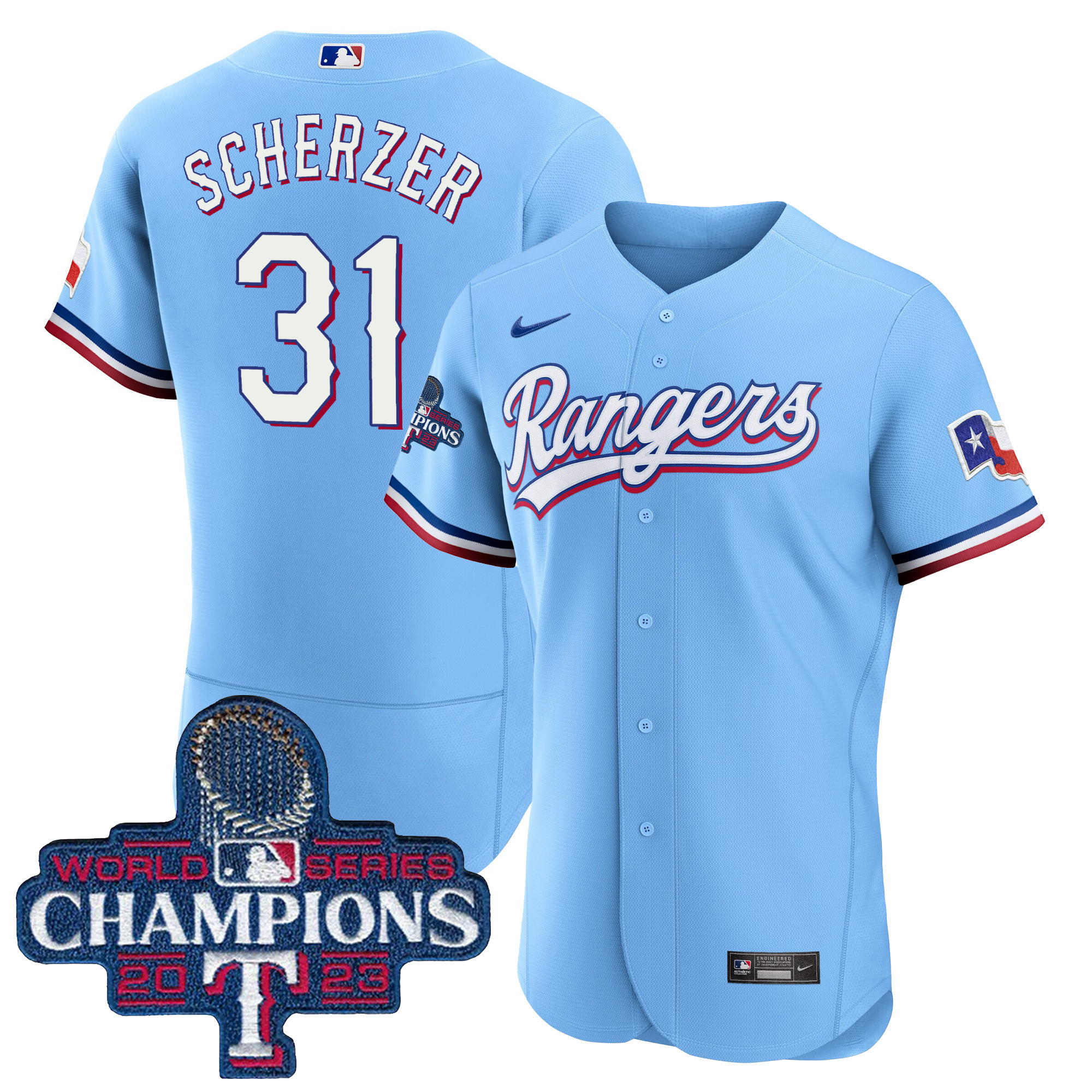 Men's Texas Rangers 2023 World Series Champions Flex Base Jersey V3 - All Stitched - Image 44