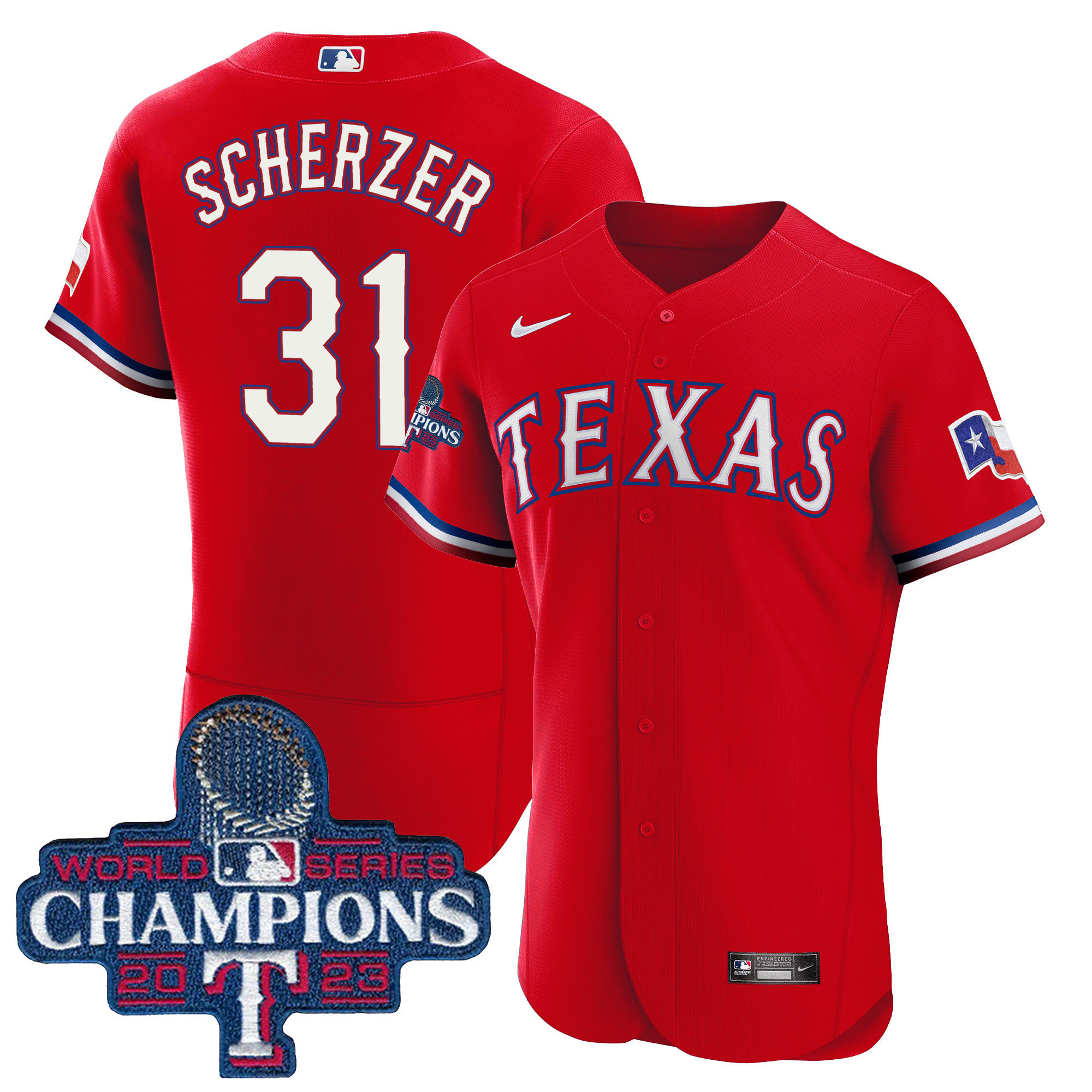Men's Texas Rangers 2023 World Series Champions Flex Base Jersey - All Stitched - Image 35