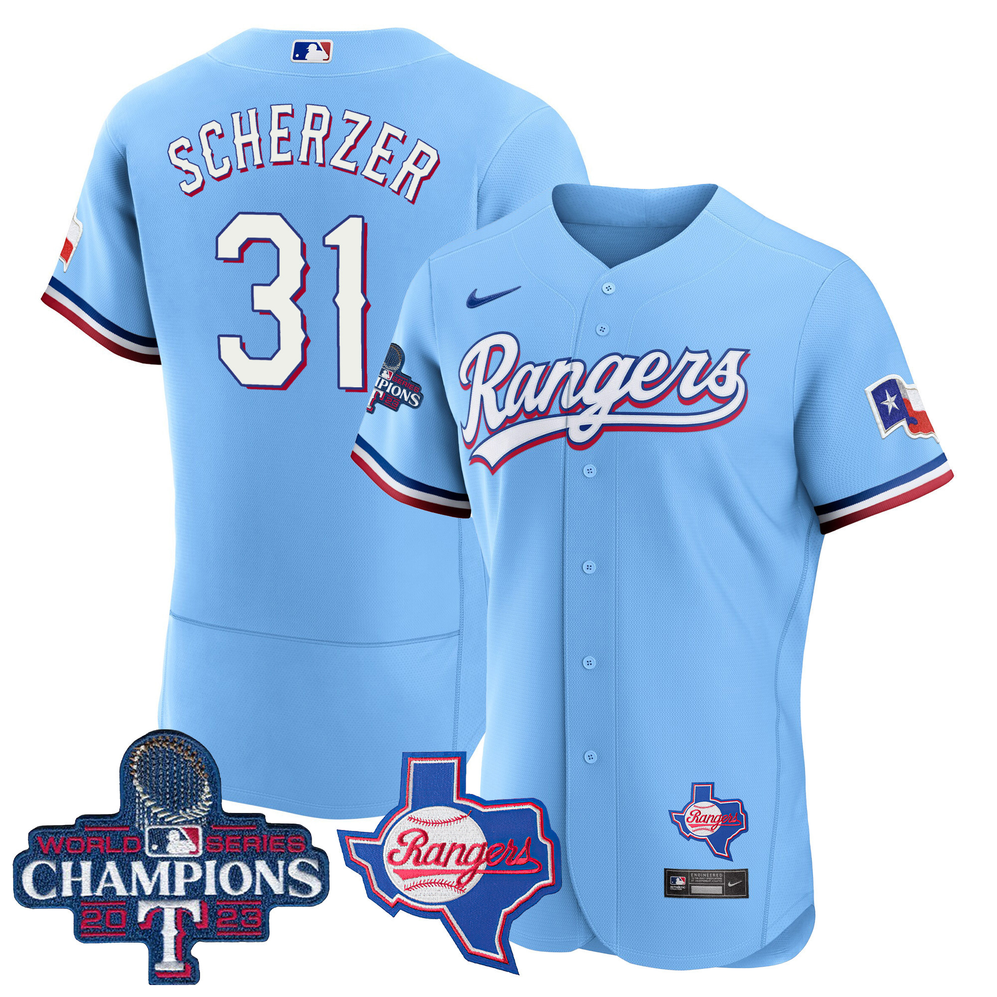 Men's Texas Rangers 2023 World Series Champions Flex Base Jersey V2 - All Stitched - Image 44