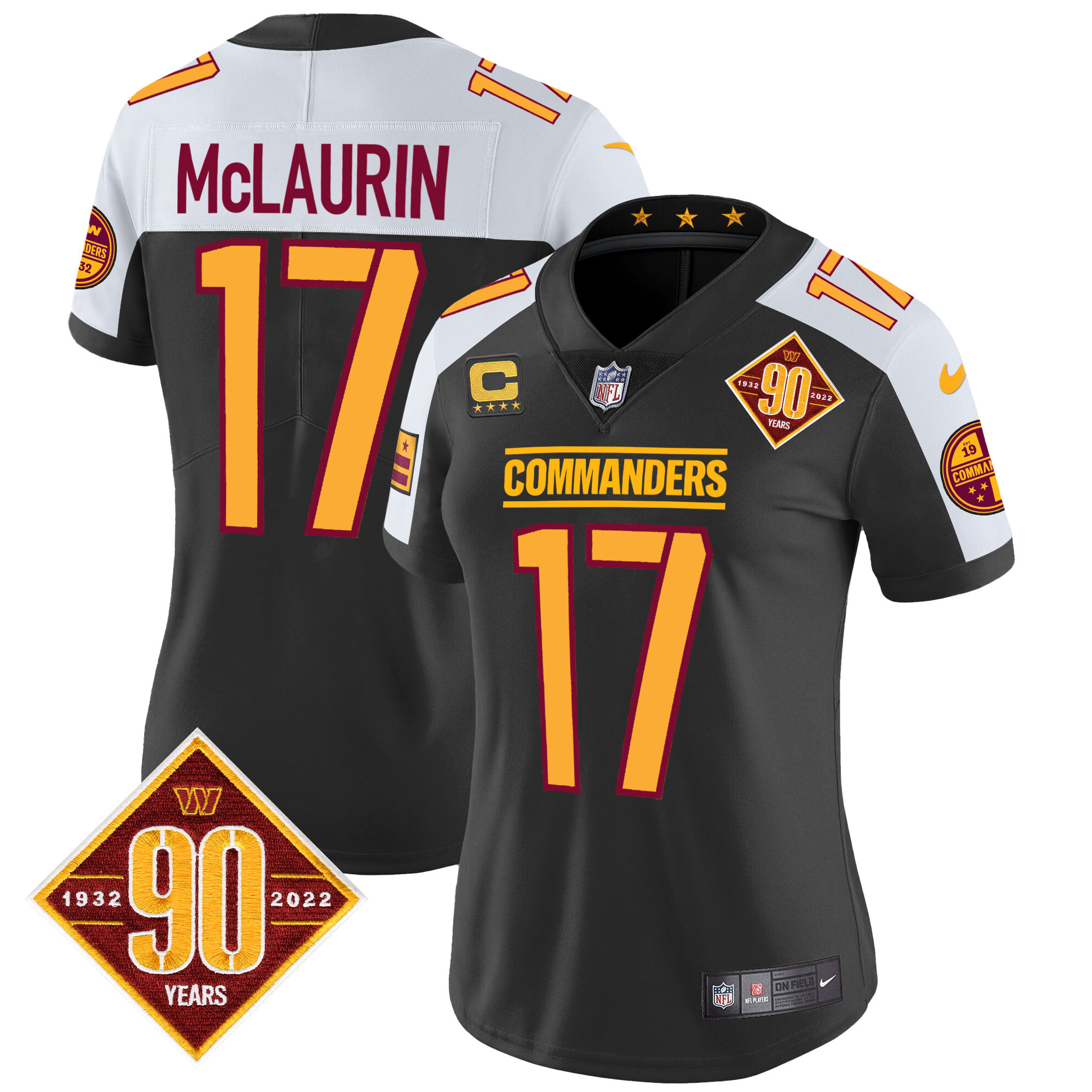 Women's Washington Commanders 90th Anniversary Patch Vapor Jersey - All Stitched - Image 8