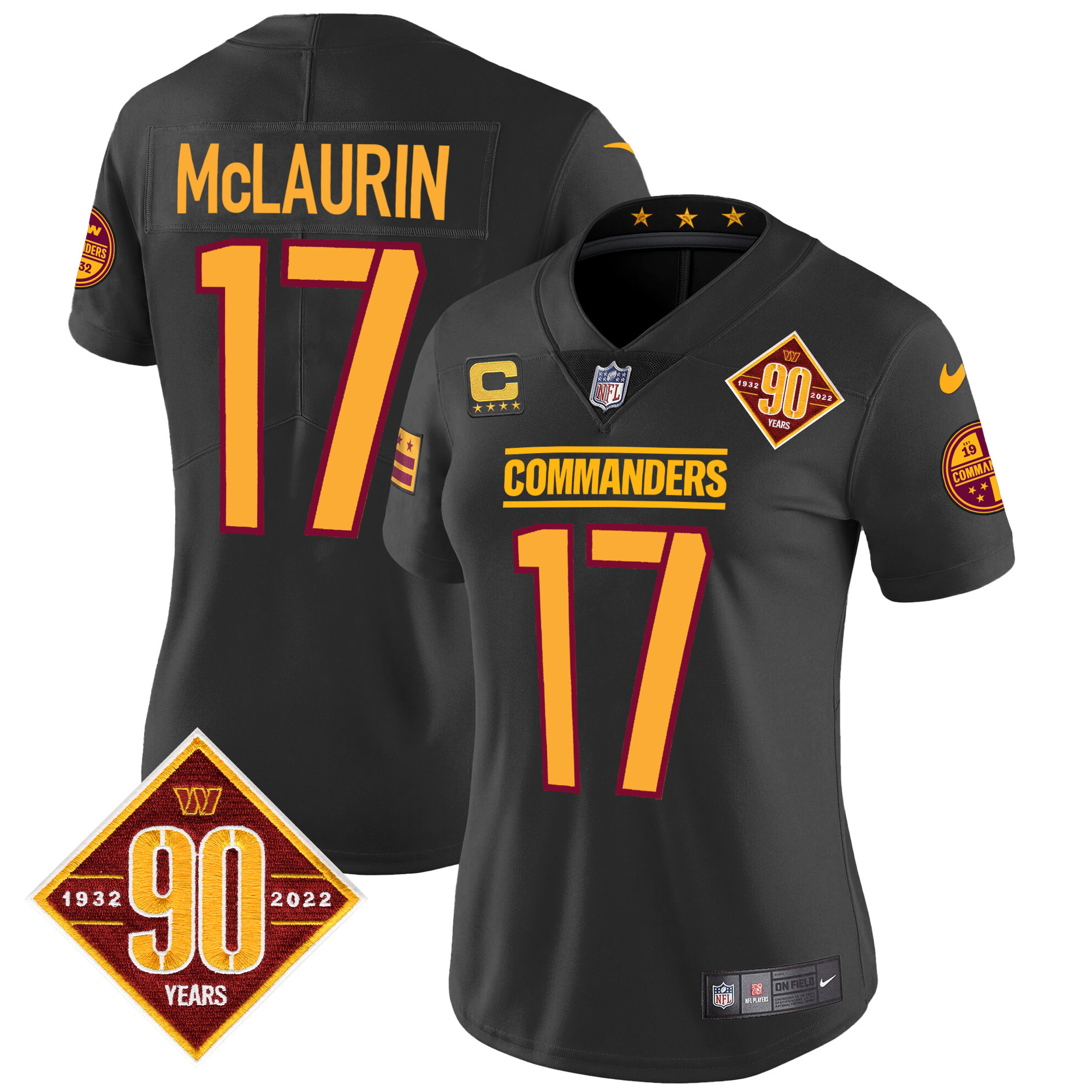 Women's Washington Commanders 90th Anniversary Patch Vapor Jersey - All Stitched - Image 13