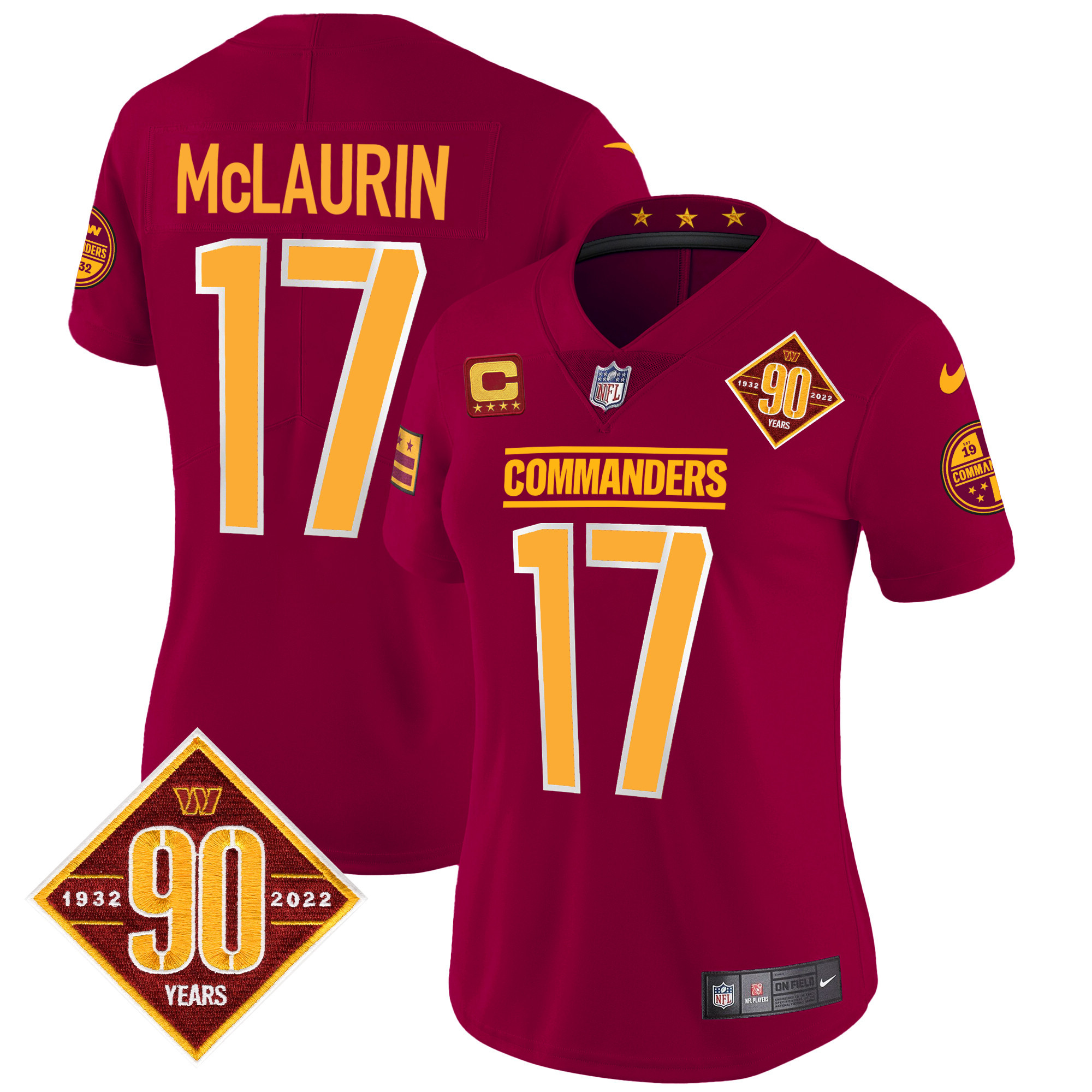 Women's Washington Commanders 90th Anniversary Patch Vapor Jersey - All Stitched - Image 18
