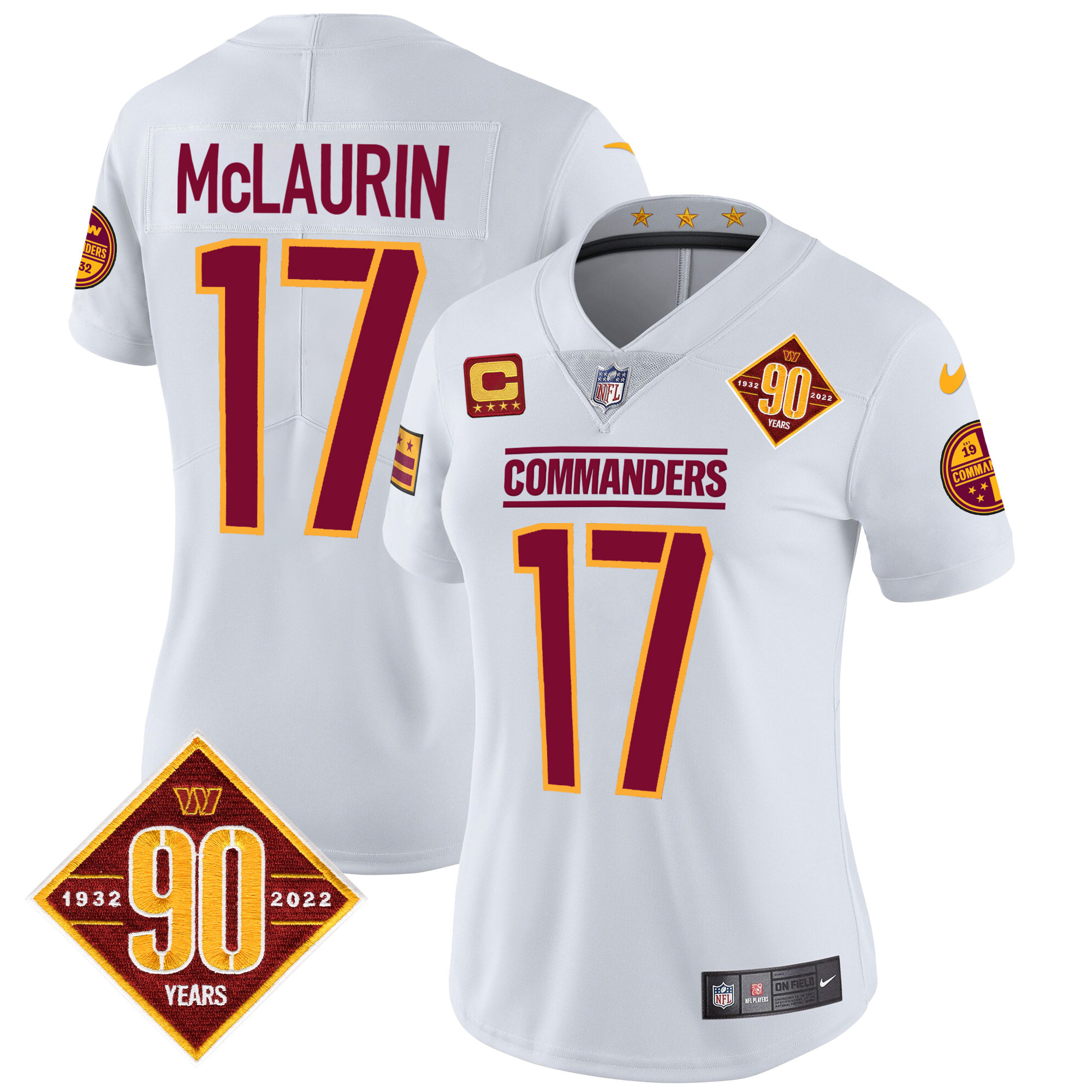 Women's Washington Commanders 90th Anniversary Patch Vapor Jersey - All Stitched - Image 23