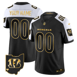 Bengals Ohio Patch Vapor Limited Gold Custom Jersey - All Stitched