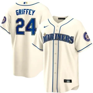 Ken Griffey Jr. Seattle Mariners Cream Jersey - All Stitched