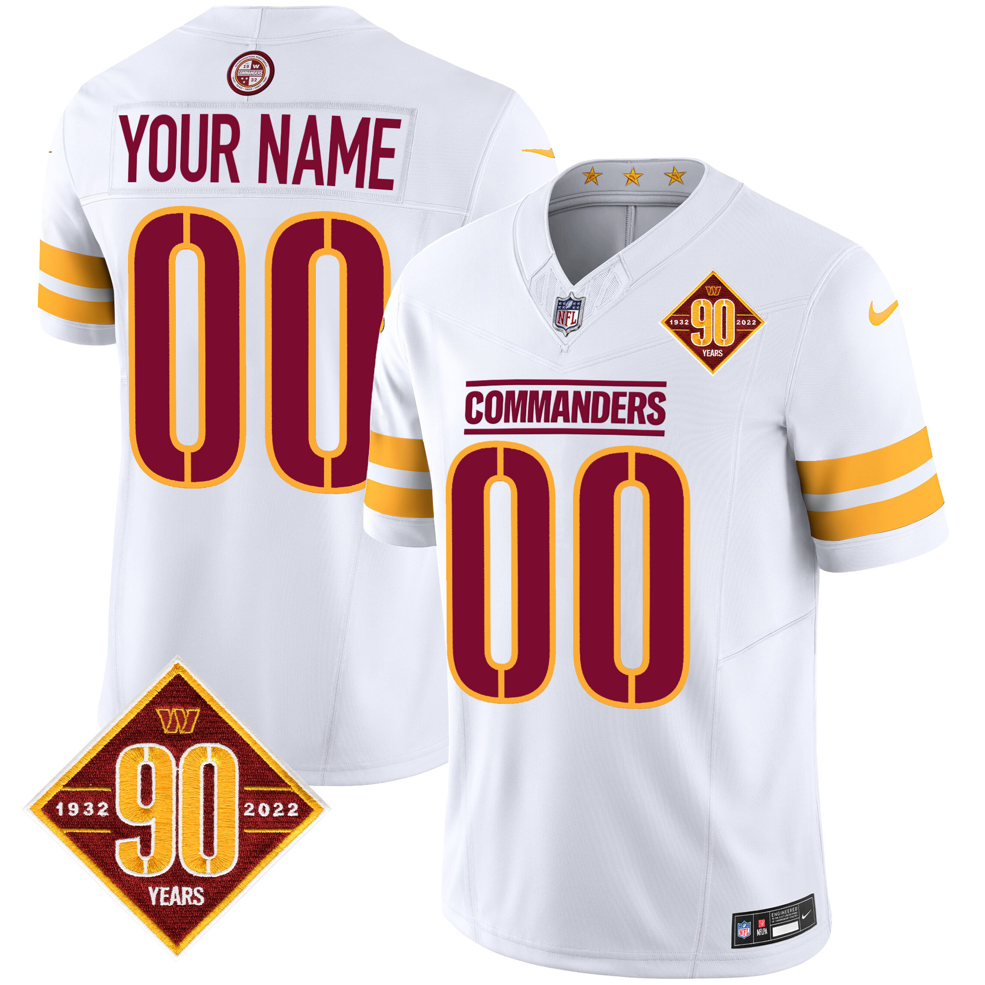 Washington Commanders 90th Anniversary Patch Vapor Custom Jersey V2 - All Stitched - Image 5