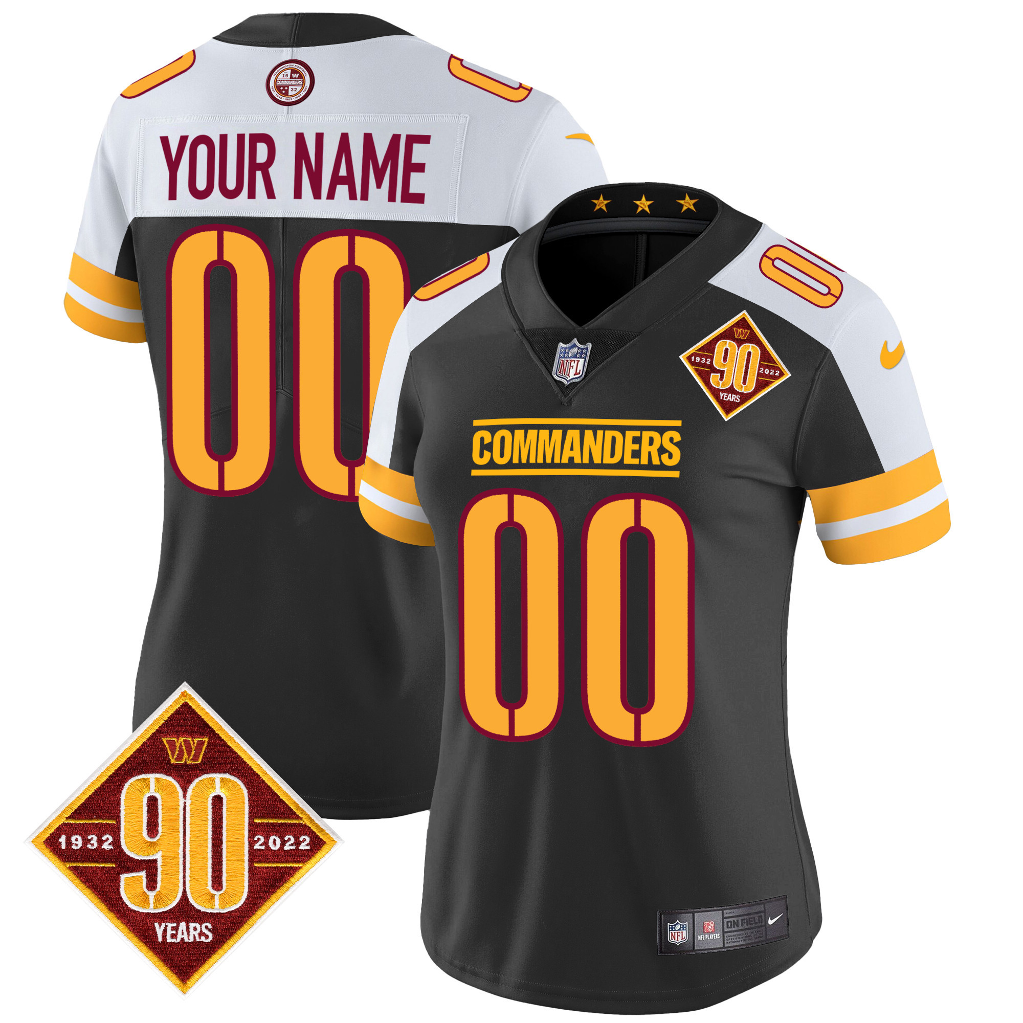 Washington Commanders 90th Anniversary Patch Vapor Custom Jersey V2 - All Stitched - Image 7