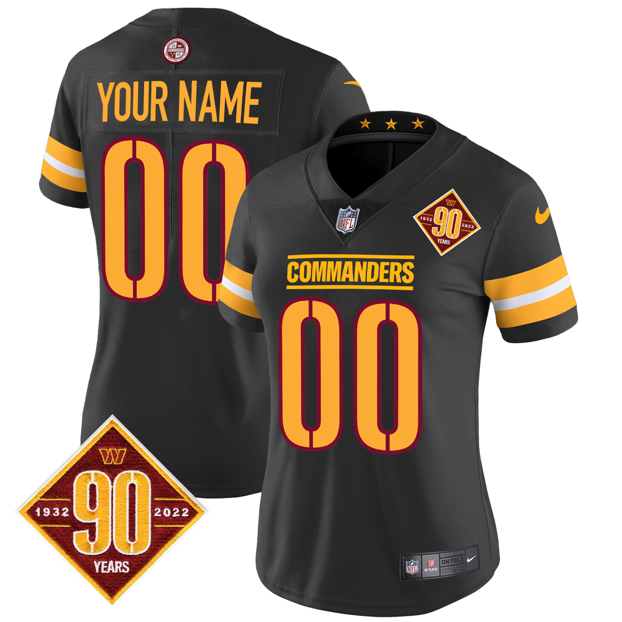 Washington Commanders 90th Anniversary Patch Vapor Custom Jersey V2 - All Stitched - Image 8