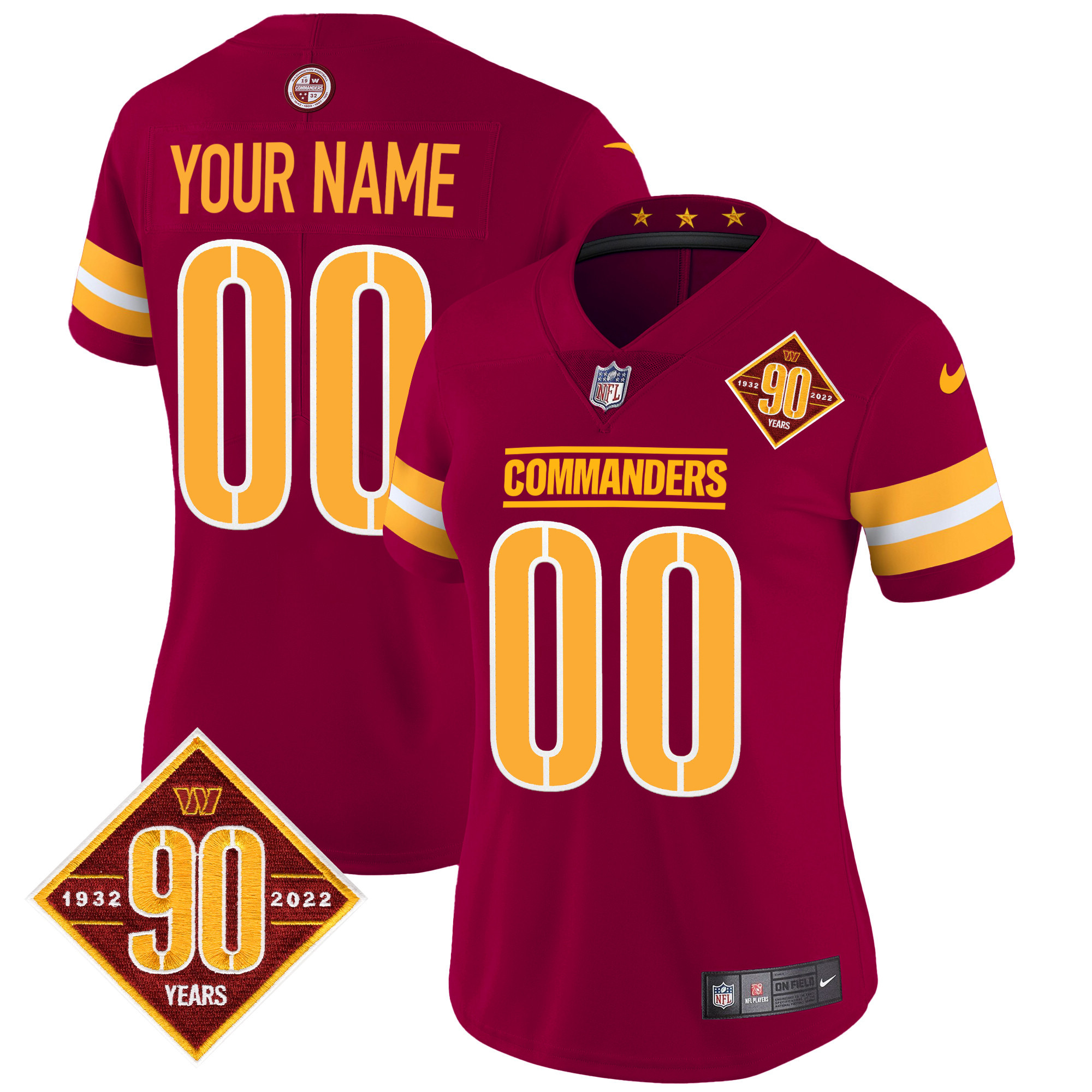 Washington Commanders 90th Anniversary Patch Vapor Custom Jersey V2 - All Stitched - Image 9