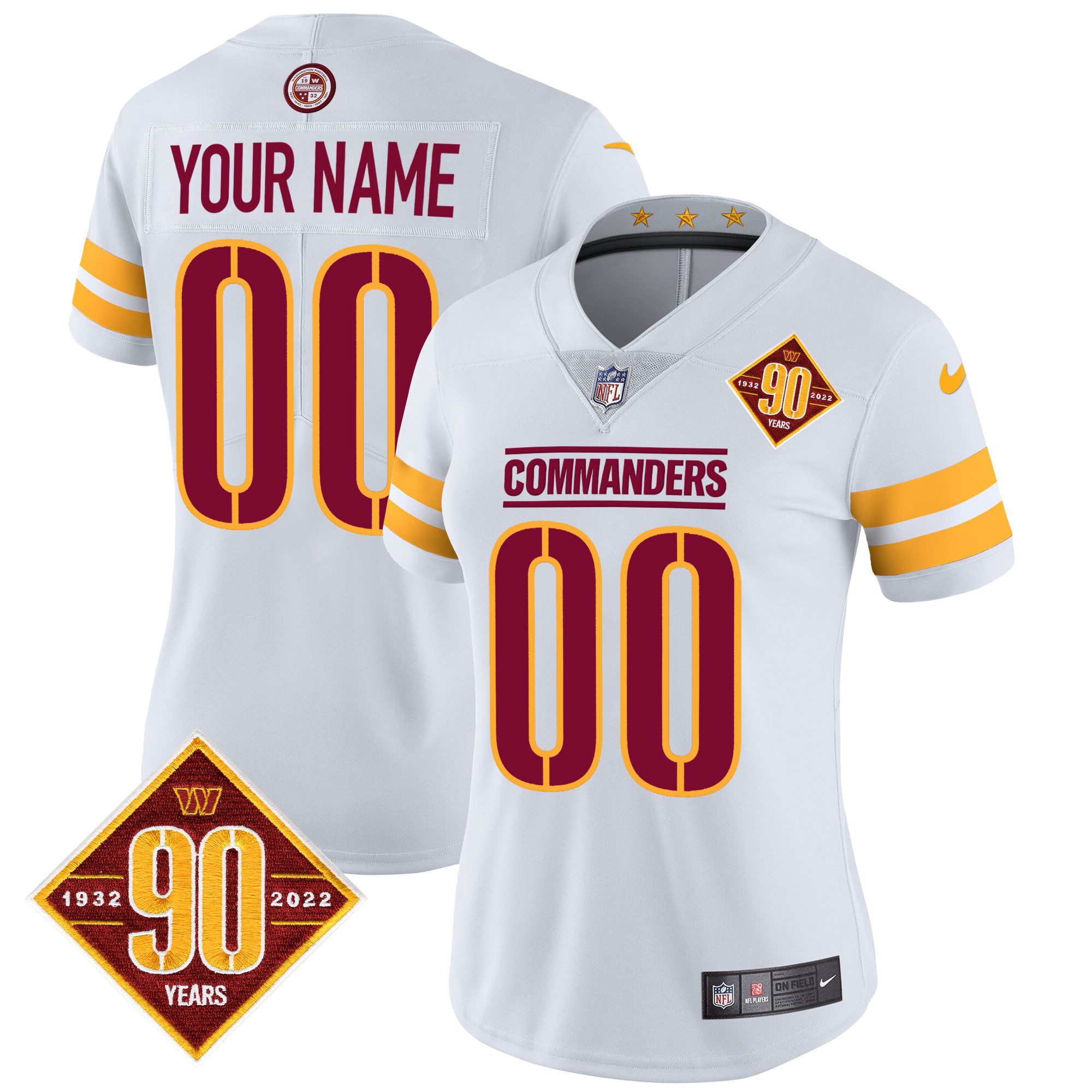 Washington Commanders 90th Anniversary Patch Vapor Custom Jersey V2 - All Stitched - Image 10