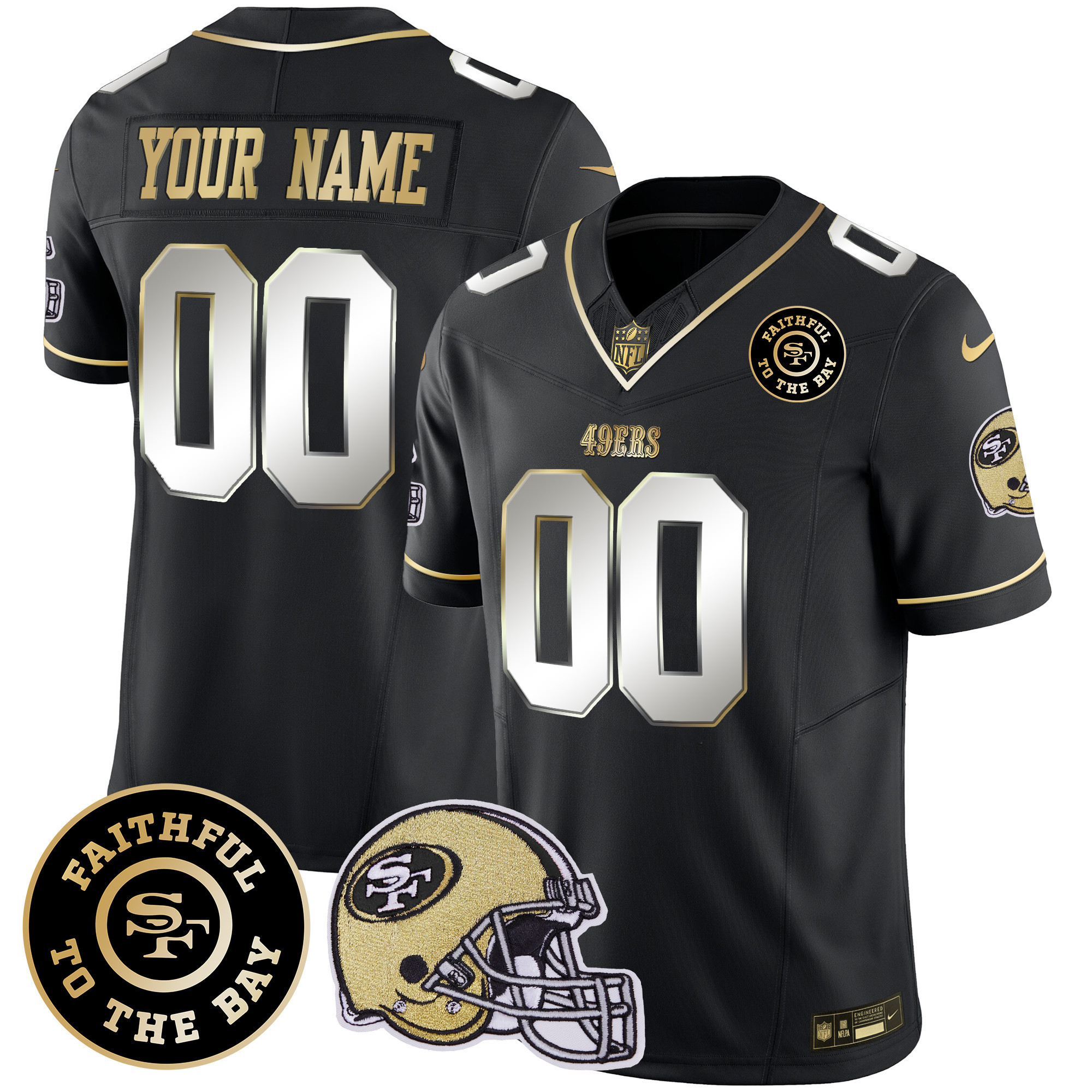 49ers Faithful To The Bay Patch Vapor Custom Jersey V5 - All Stitched - Image 4