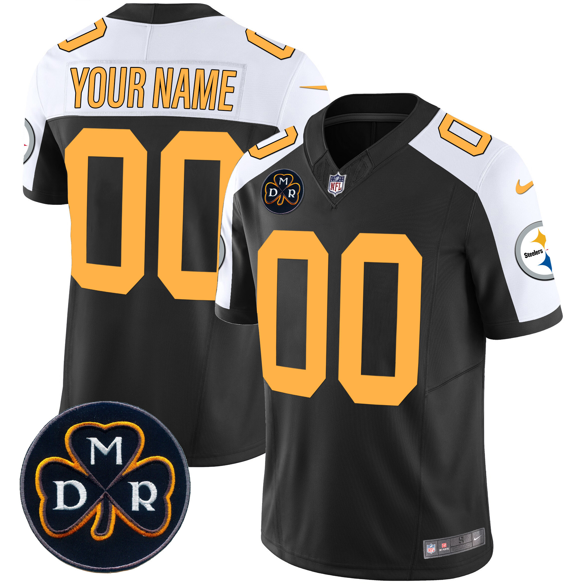 Steelers DMR Patch Vapor Limited Custom Jersey - All Stitched