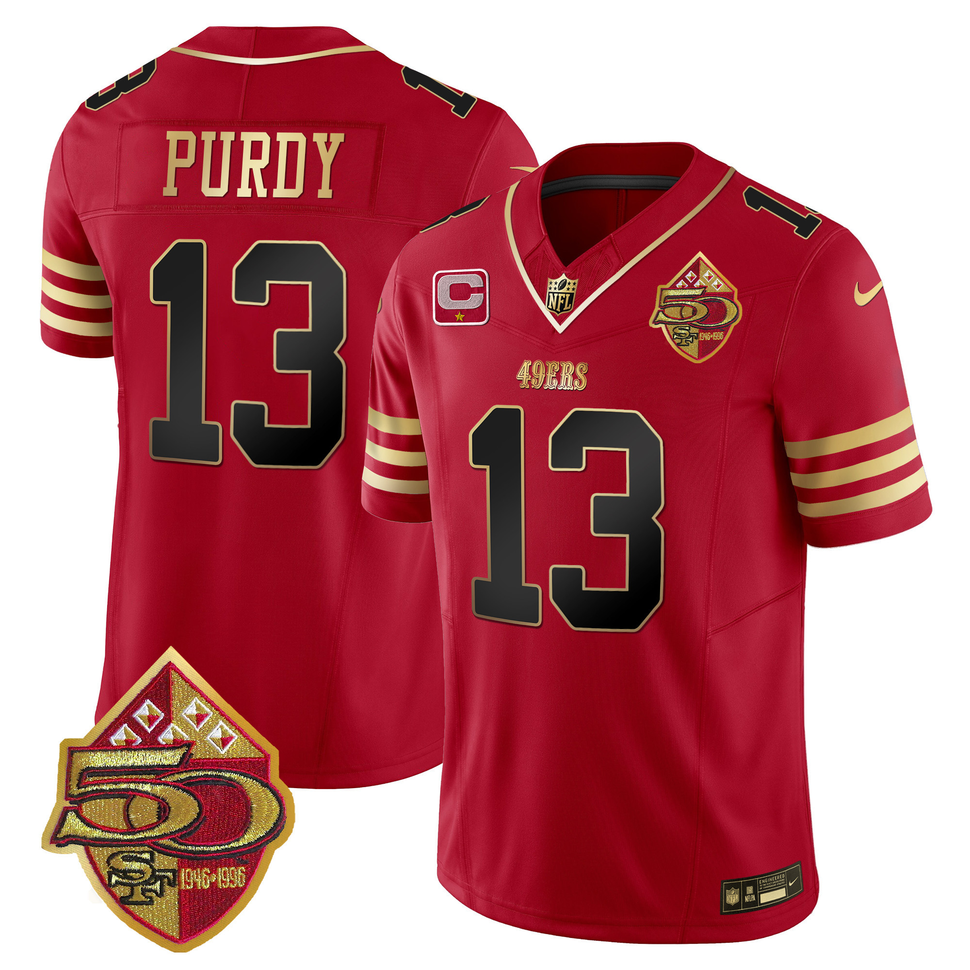 Men's 49ers 50th Anniversary Patch Vapor Limited Jersey - All Stitched - Image 11