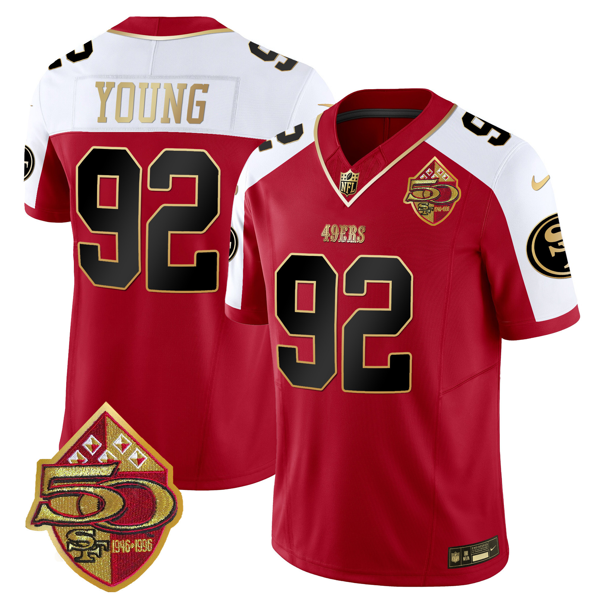Men's 49ers 50th Anniversary Patch Vapor Limited Jersey - All Stitched - Image 42
