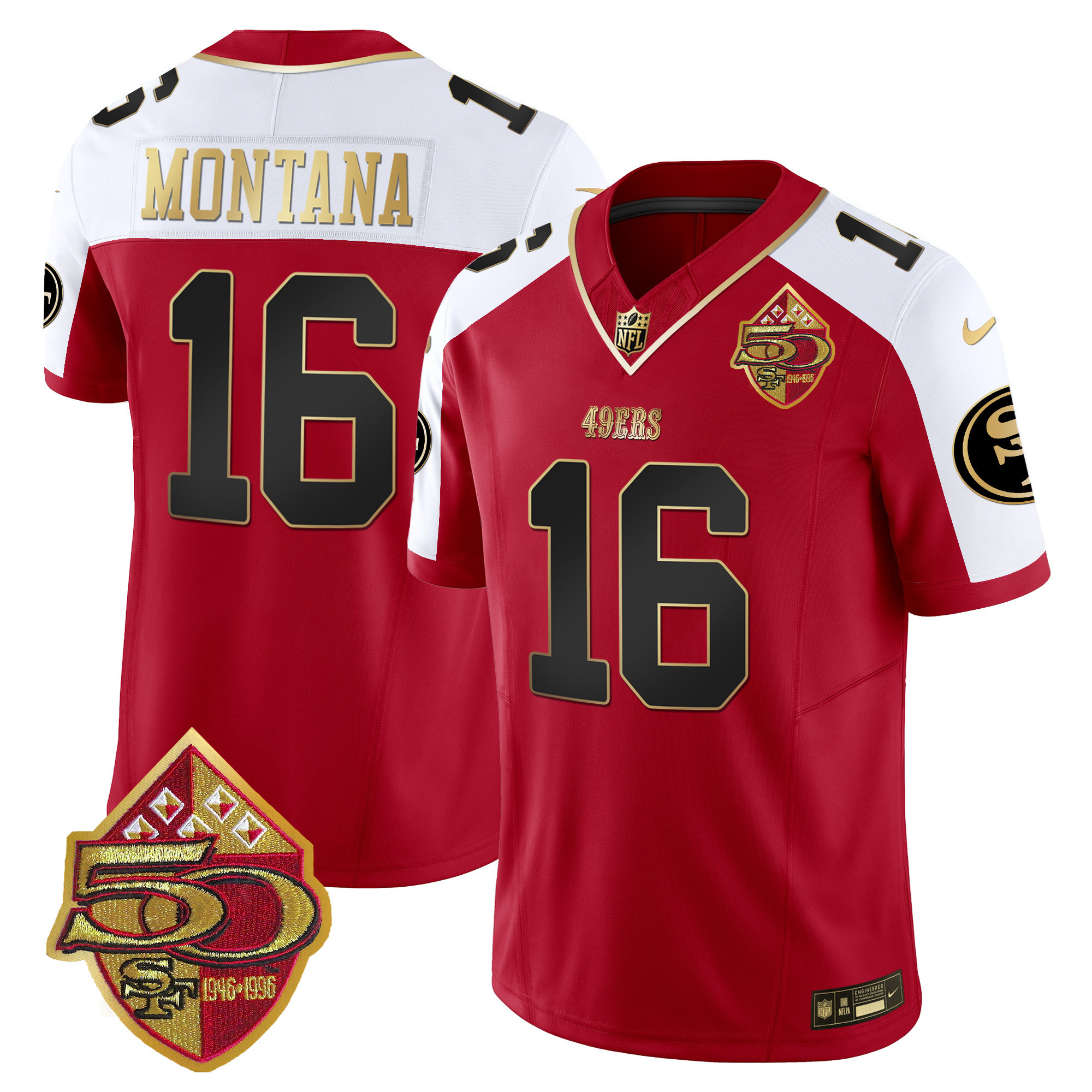 Men's 49ers 50th Anniversary Patch Vapor Limited Jersey - All Stitched - Image 49