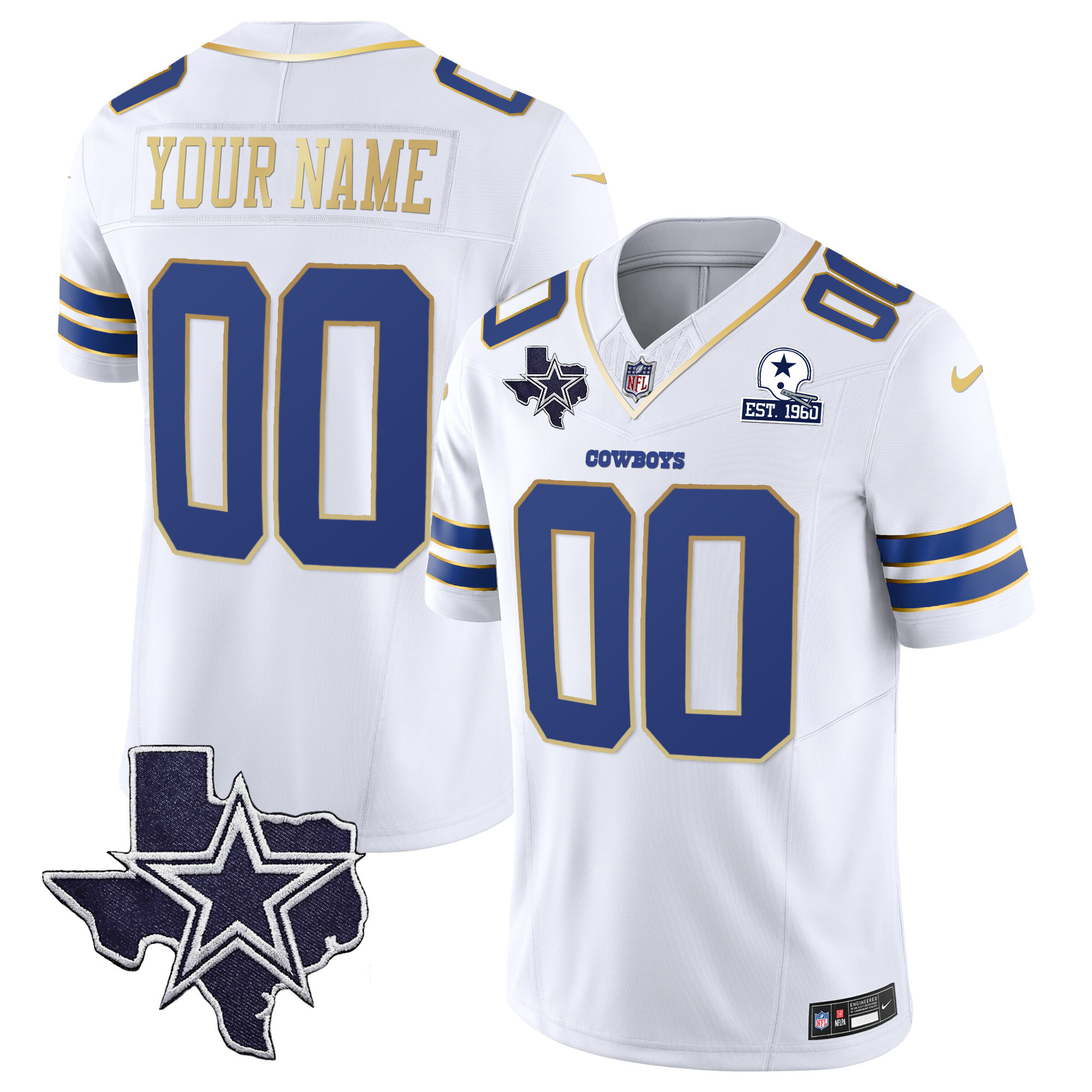 Cowboys Vapor Gold Custom Jersey V2 - All Stitched - Image 4