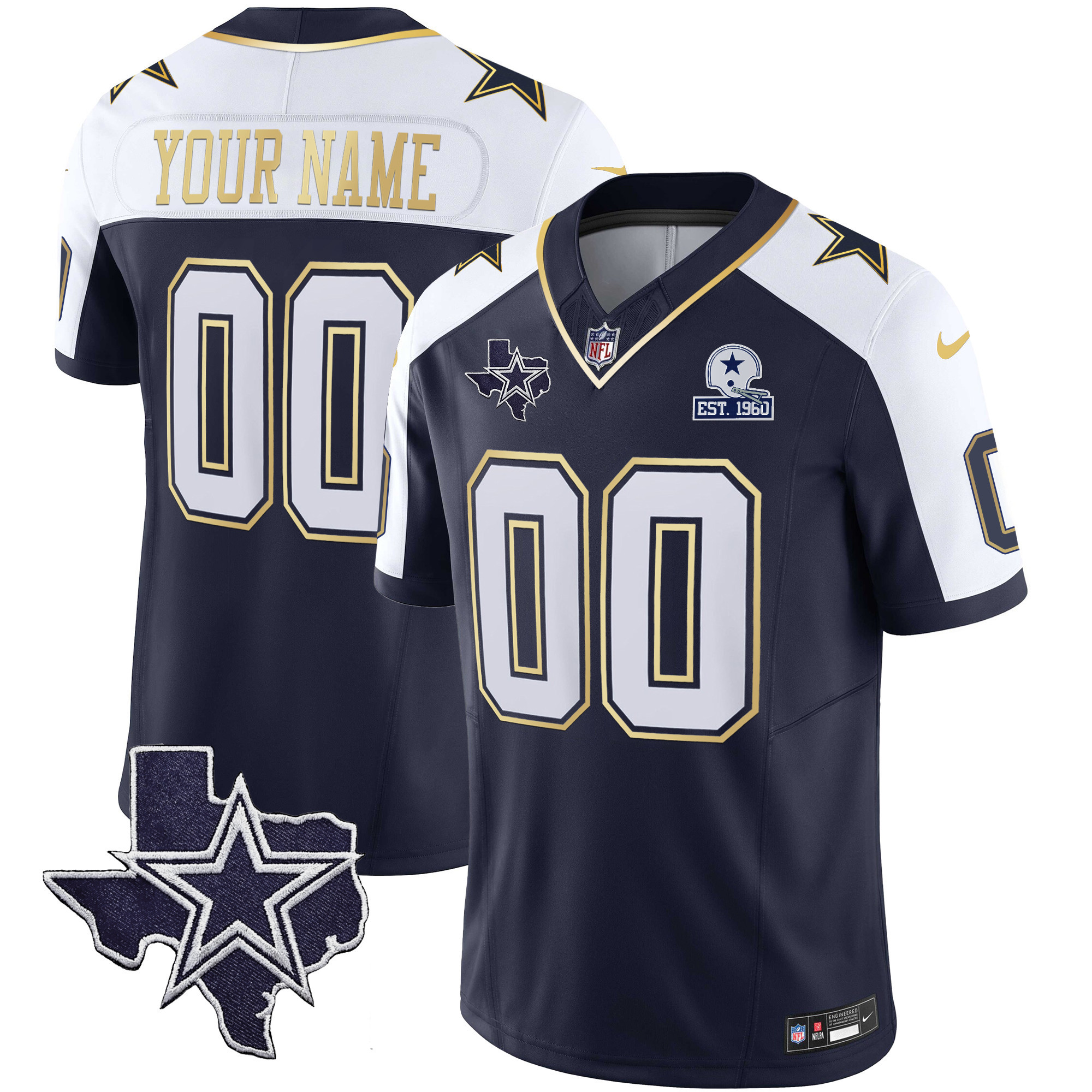 Cowboys Vapor Gold Custom Jersey V2 - All Stitched - Image 6