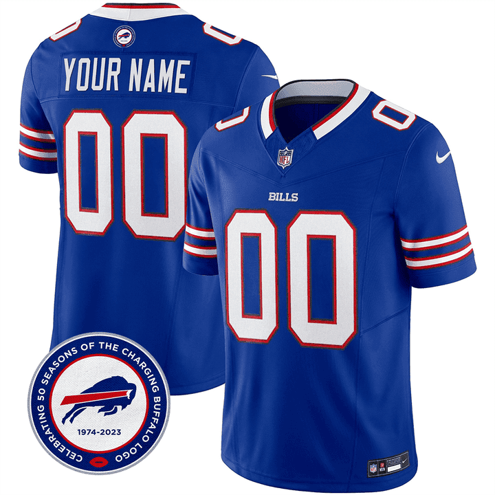 Buffalo Bills 50th Charging Logo Patch Vapor Limited Custom Jersey - All Stitched - Image 2